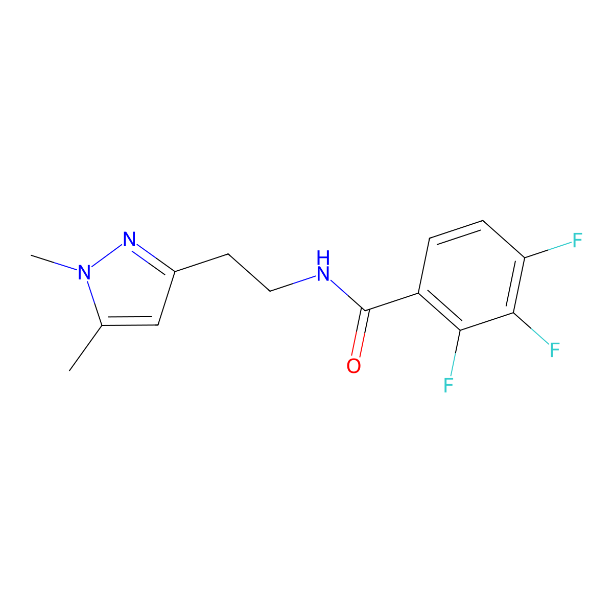 N-(2-(1,5-dimethyl-1H-pyrazol-3-yl)ethyl)-2,3,4-trifluorobenzamide molecular structure, CAS 2034284-55-2