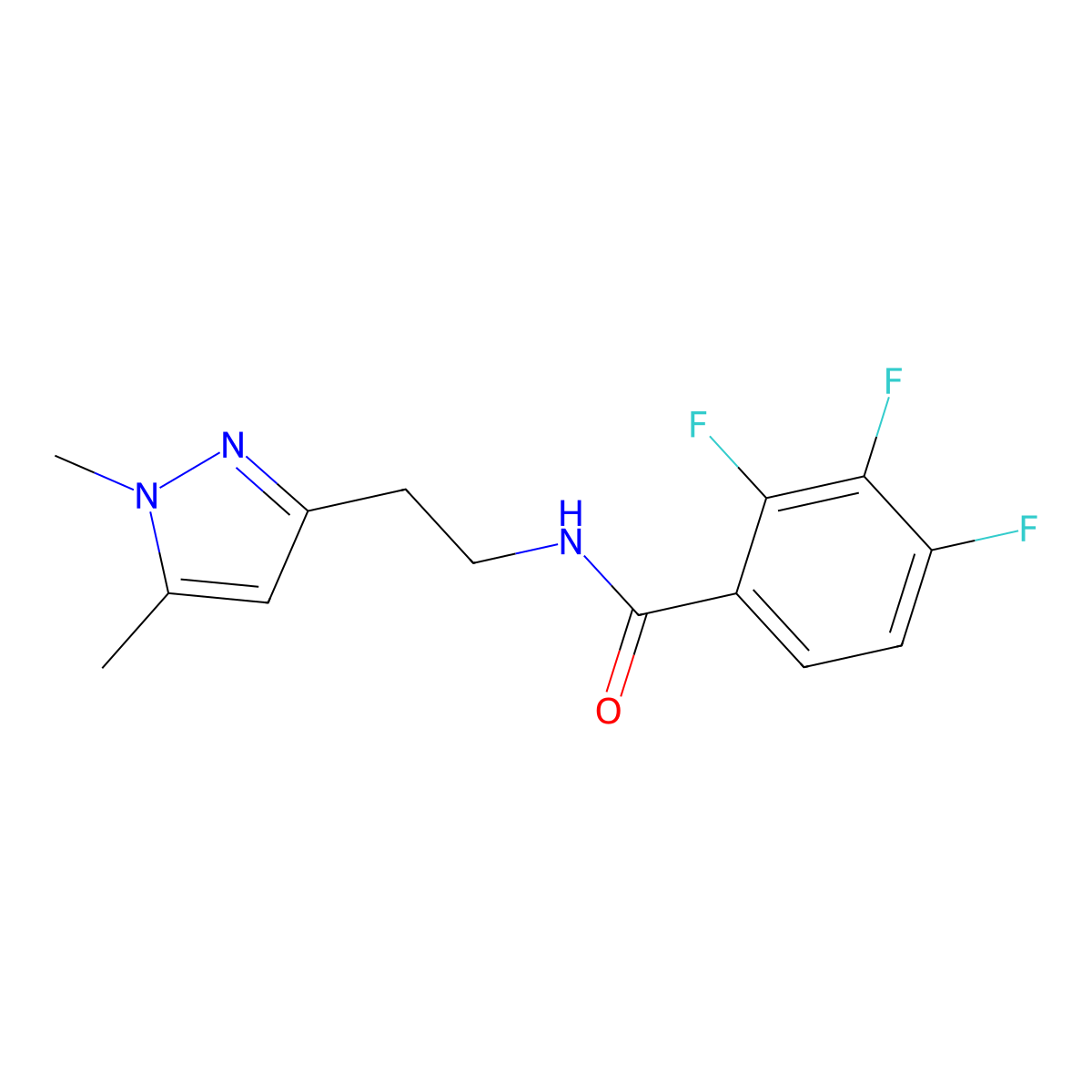 N-(2-(1,5-dimethyl-1H-pyrazol-3-yl)ethyl)-2,3,4-trifluorobenzamide molecular structure, CAS 2034284-55-2