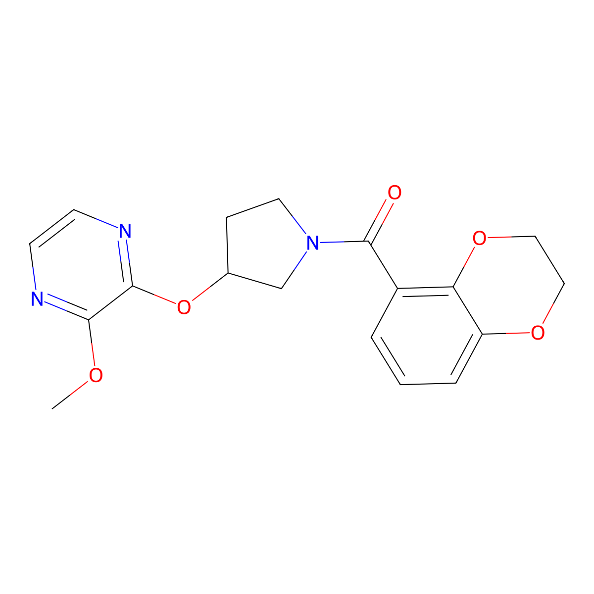 (2,3-Dihydrobenzo[b][1,4]dioxin-5-yl)(3-((3-methoxypyrazin-2-yl)oxy)pyrrolidin-1-yl)methanone molecular structure, CAS 2034284-56-3