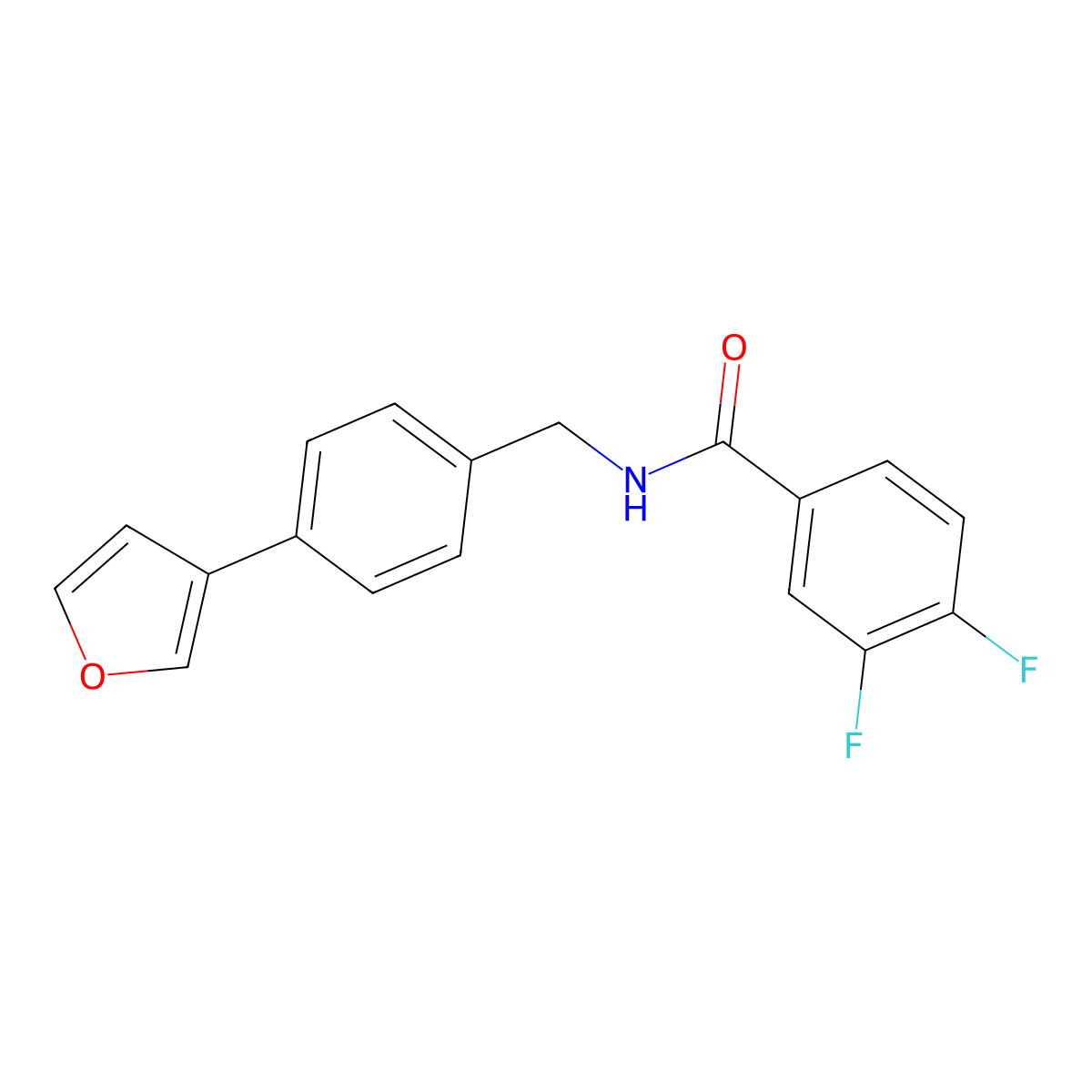 3,4-difluoro-N-(4-(furan-3-yl)benzyl)benzamide molecular structure, CAS 2034284-57-4