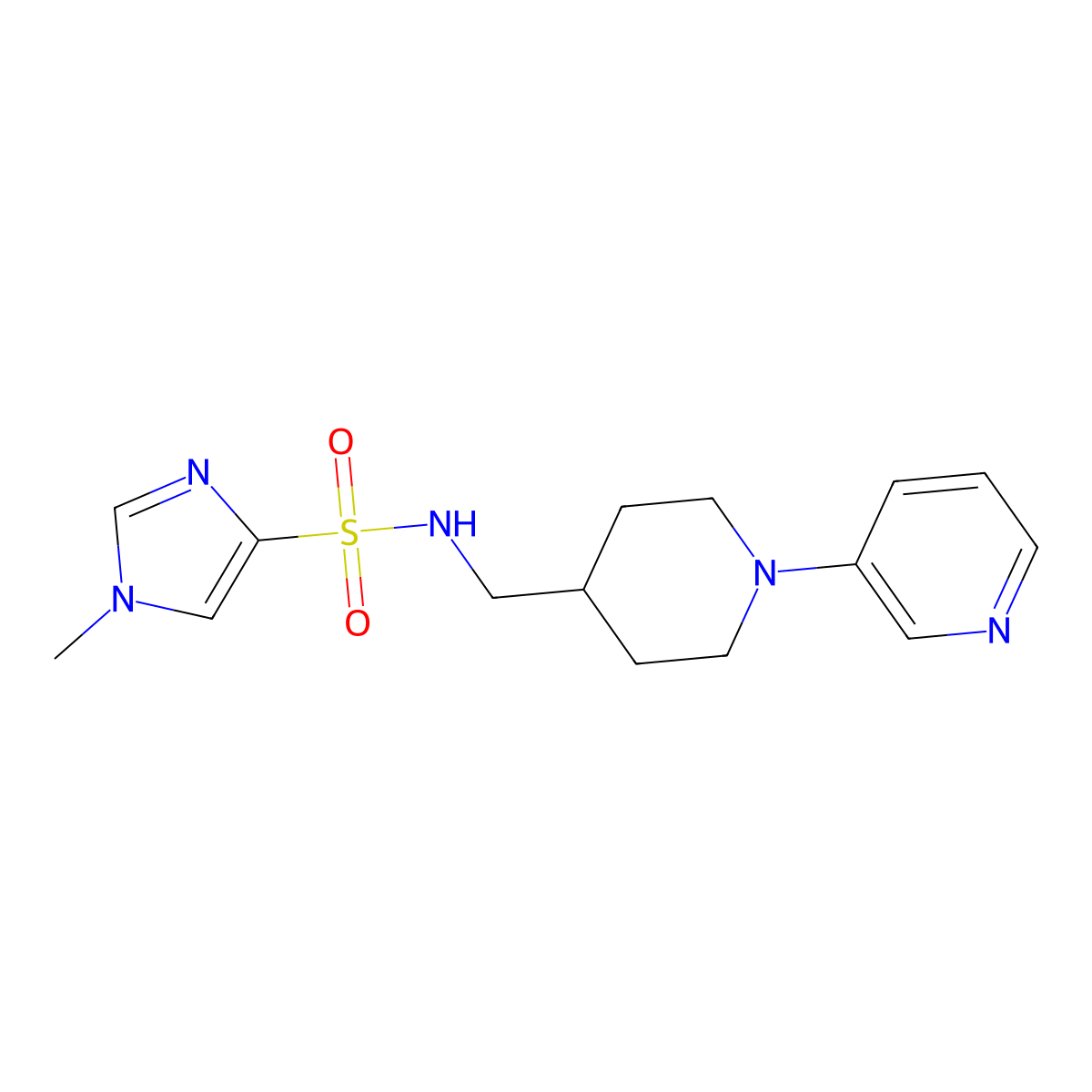 1-methyl-N-((1-(pyridin-3-yl)piperidin-4-yl)methyl)-1H-imidazole-4-sulfonamide molecular structure, CAS 2034284-58-5