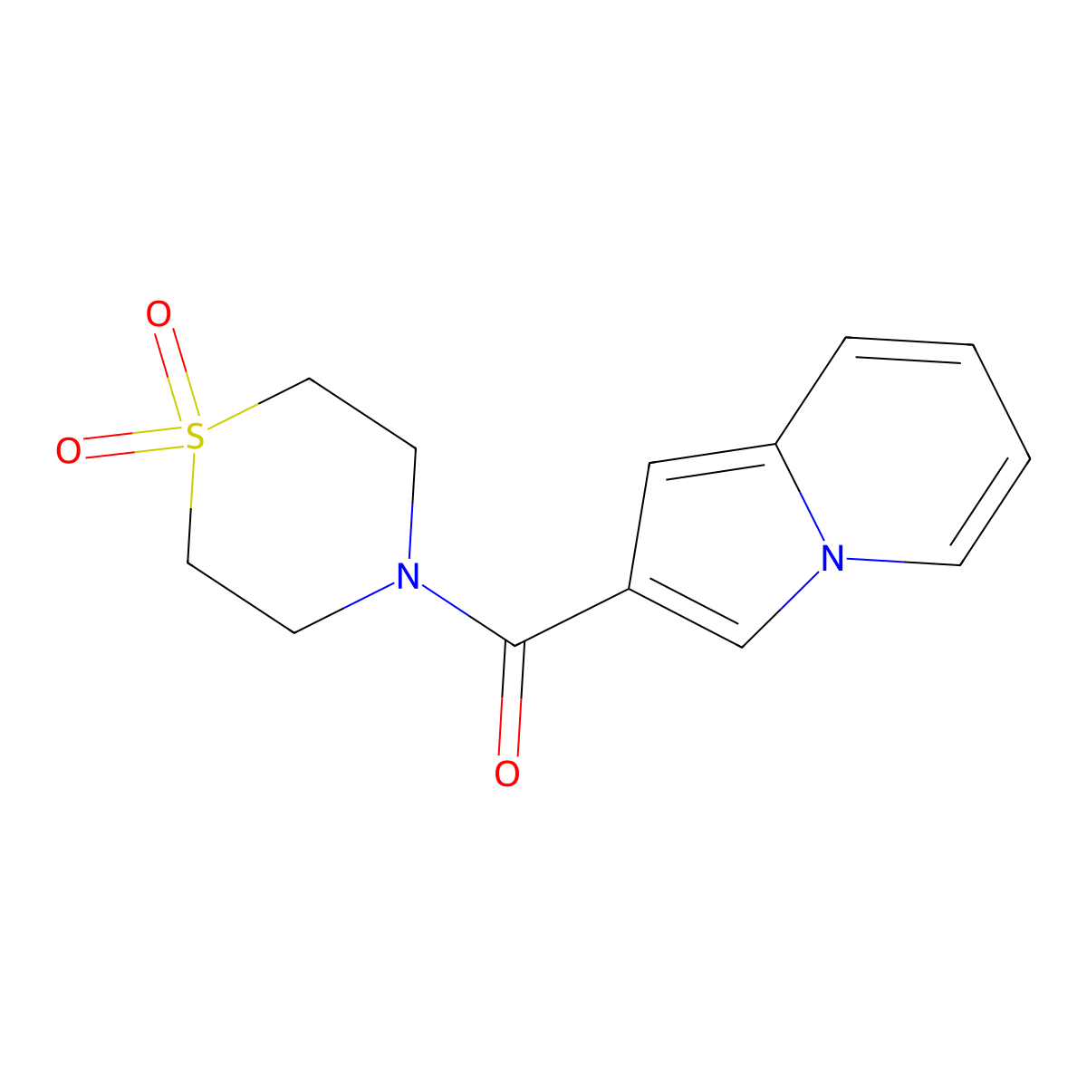 4-(Indolizine-2-carbonyl)-1lambda6-thiomorpholine-1,1-dione molecular structure, CAS 2034284-59-6