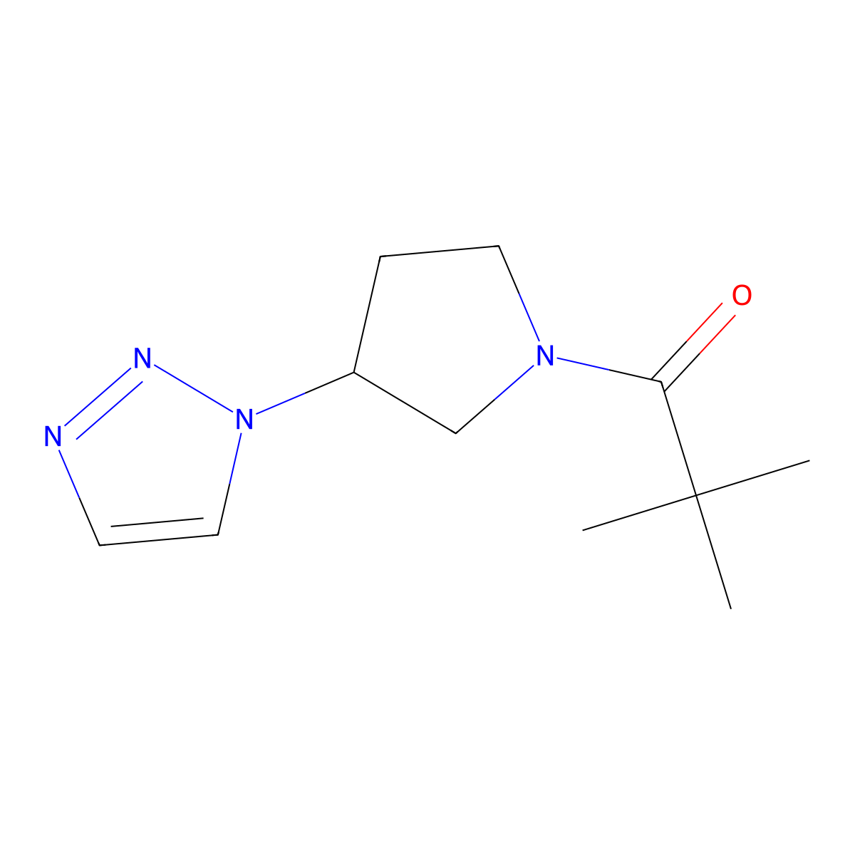 1-(3-(1H-1,2,3-triazol-1-yl)pyrrolidin-1-yl)-2,2-dimethylpropan-1-one molecular structure, CAS 2034284-60-9