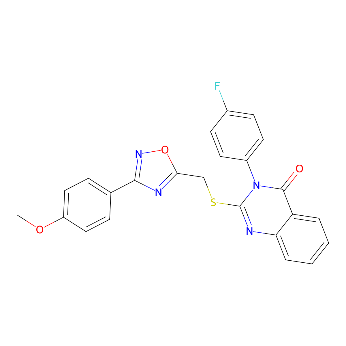 3-(4-fluorophenyl)-2-(((3-(4-methoxyphenyl)-1,2,4-oxadiazol-5-yl)methyl)thio)quinazolin-4(3H)-one molecular structure, CAS 2034284-61-0