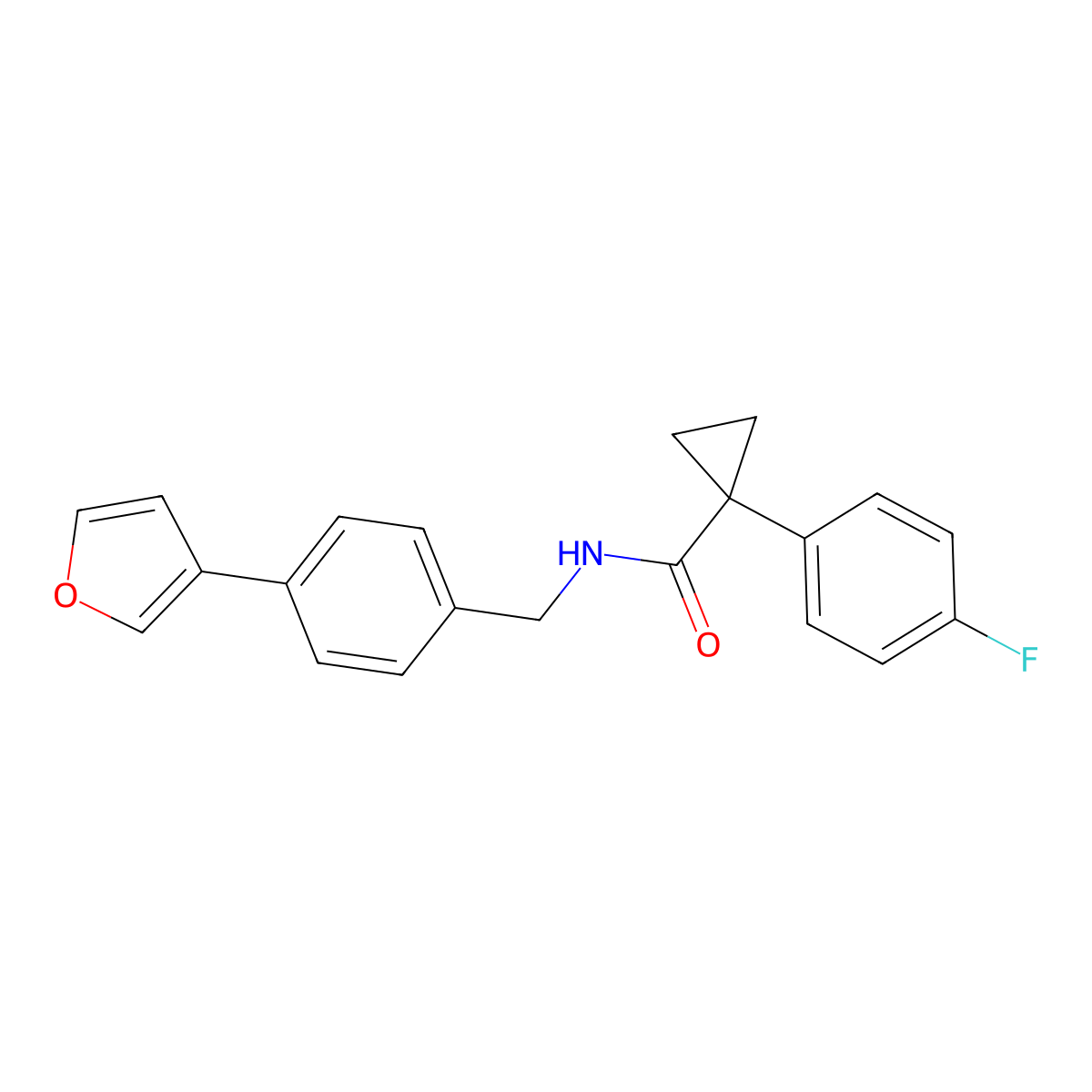 1-(4-fluorophenyl)-N-(4-(furan-3-yl)benzyl)cyclopropanecarboxamide molecular structure, CAS 2034284-91-6