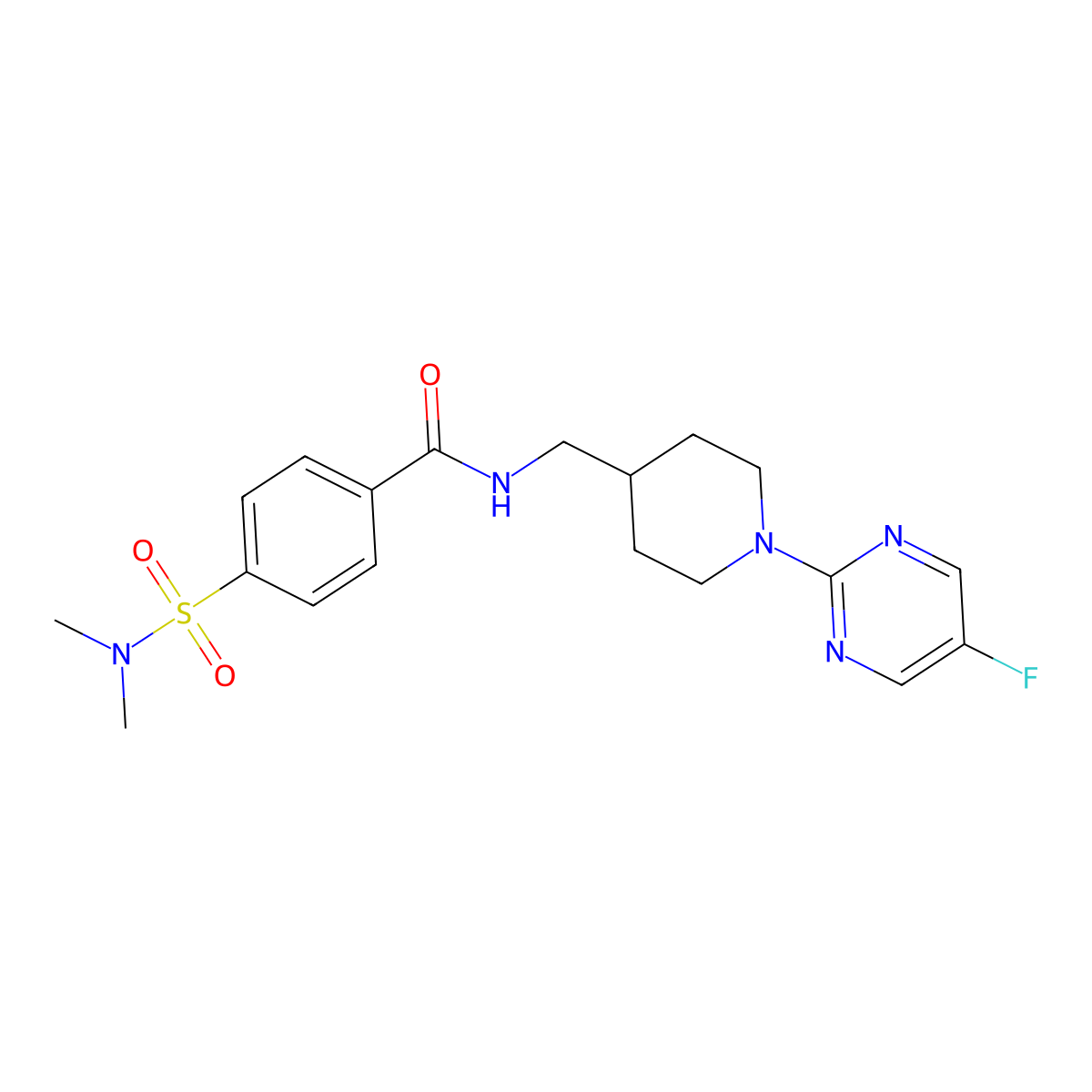 4-(N,N-dimethylsulfamoyl)-N-((1-(5-fluoropyrimidin-2-yl)piperidin-4-yl)methyl)benzamide molecular structure, CAS 2034284-99-4