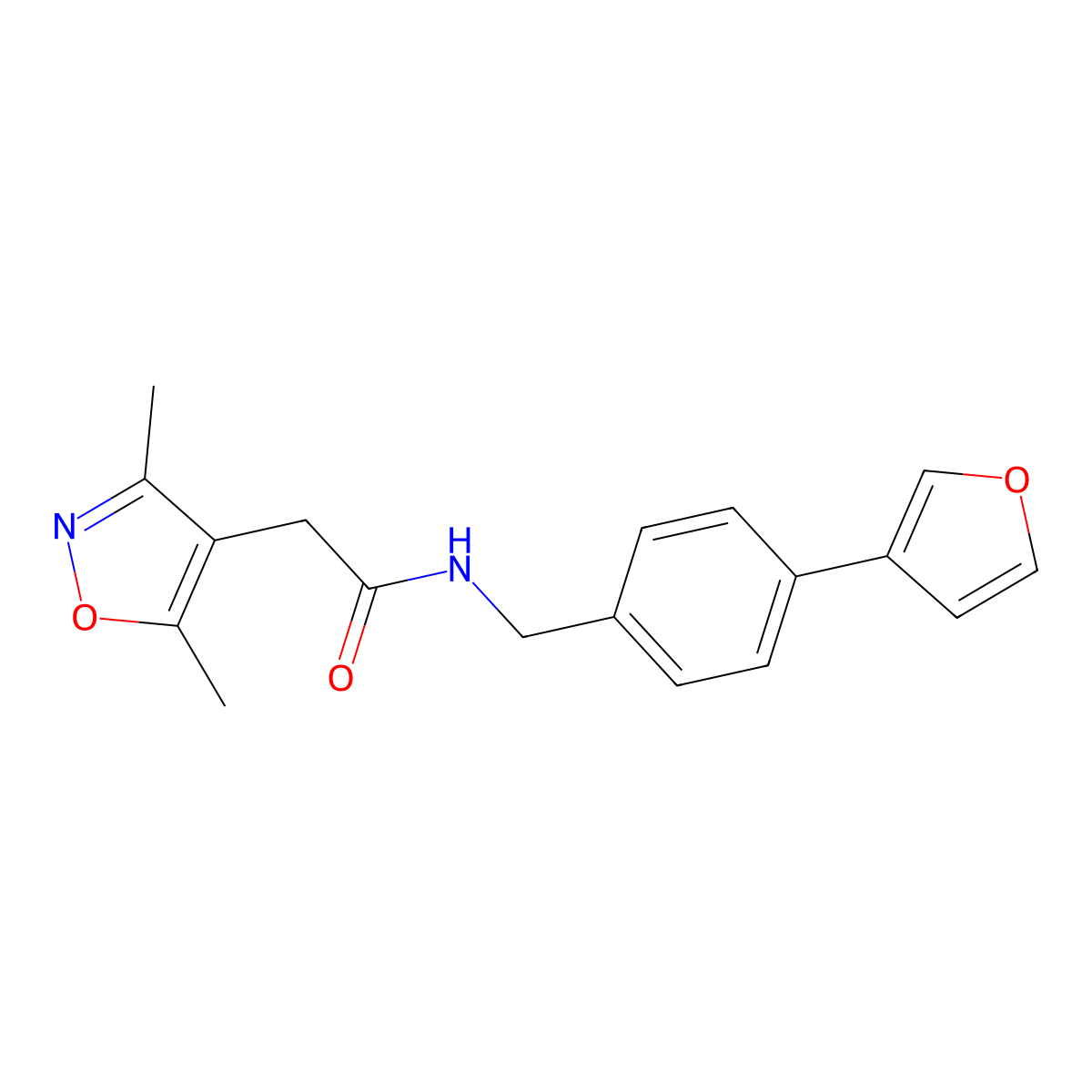 2-(3,5-dimethylisoxazol-4-yl)-N-(4-(furan-3-yl)benzyl)acetamide molecular structure, CAS 2034285-06-6