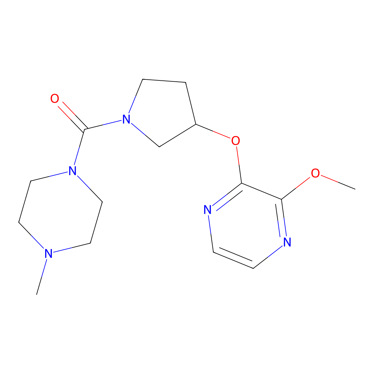 (3-((3-Methoxypyrazin-2-yl)oxy)pyrrolidin-1-yl)(4-methylpiperazin-1-yl)methanone molecular structure, CAS 2034285-07-7