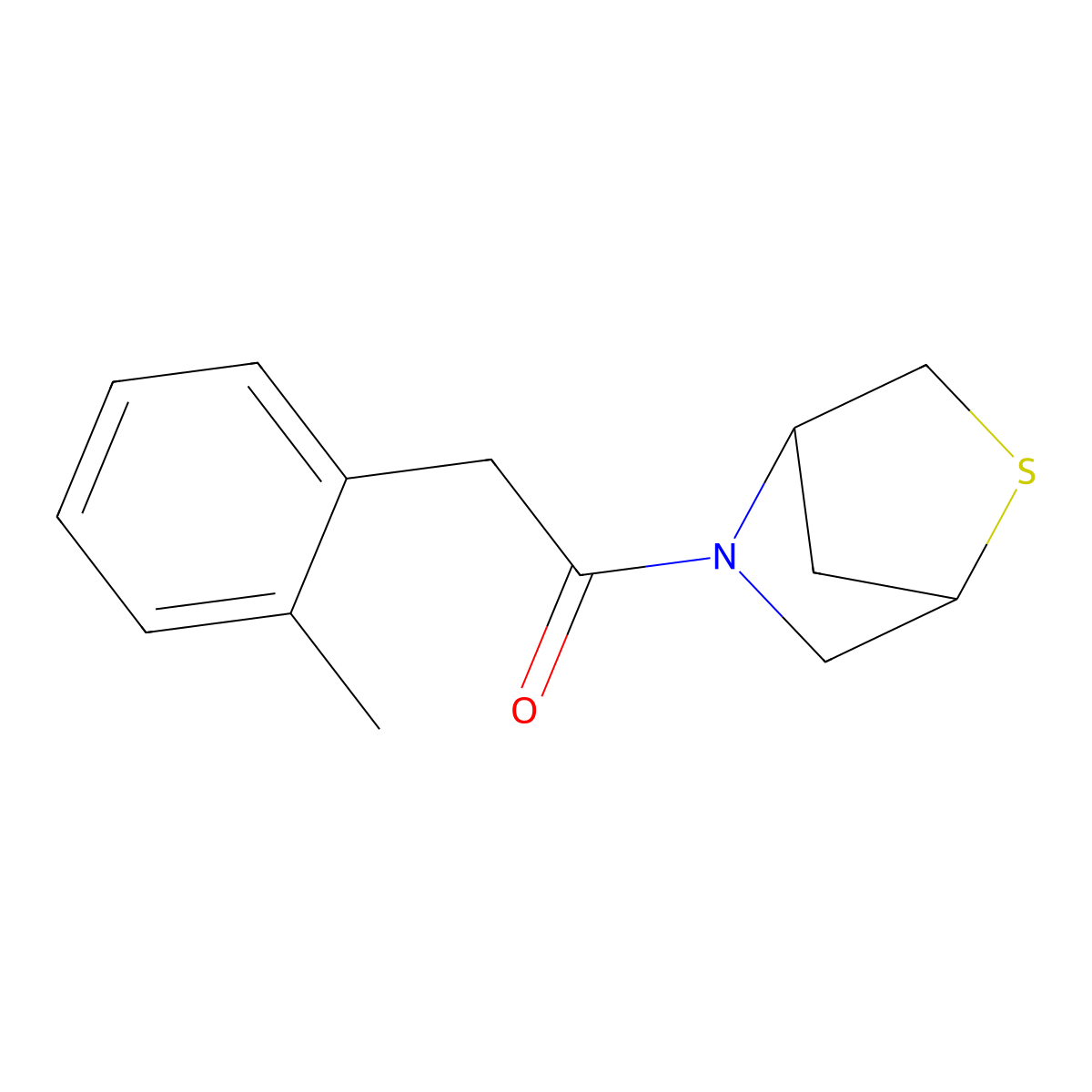 2-(2-Methylphenyl)-1-{2-thia-5-azabicyclo[2.2.1]heptan-5-yl}ethan-1-one molecular structure, CAS 2034285-10-2