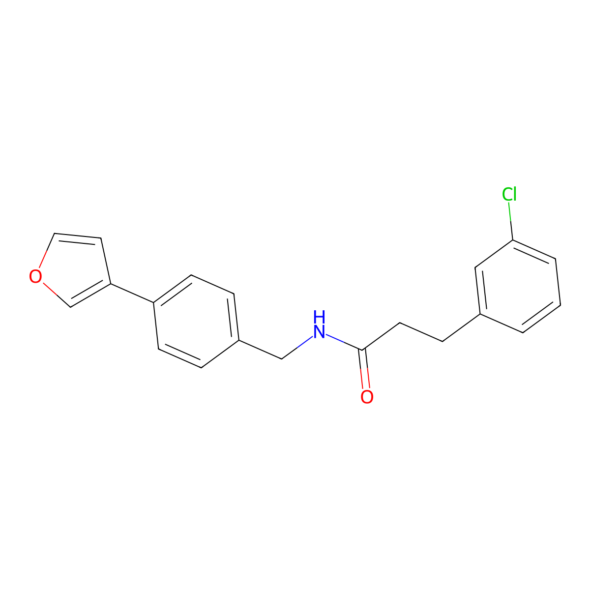 3-(3-chlorophenyl)-N-(4-(furan-3-yl)benzyl)propanamide molecular structure, CAS 2034285-15-7