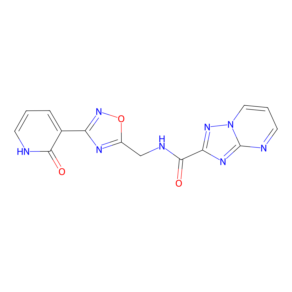 N-((3-(2-oxo-1,2-dihydropyridin-3-yl)-1,2,4-oxadiazol-5-yl)methyl)-[1,2,4]triazolo[1,5-a]pyrimidine-2-carboxamide molecular structure, CAS 2034285-20-4