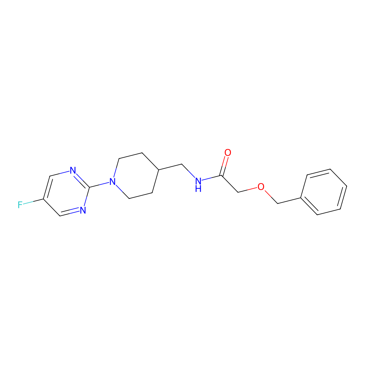 2-(benzyloxy)-N-((1-(5-fluoropyrimidin-2-yl)piperidin-4-yl)methyl)acetamide molecular structure, CAS 2034285-23-7