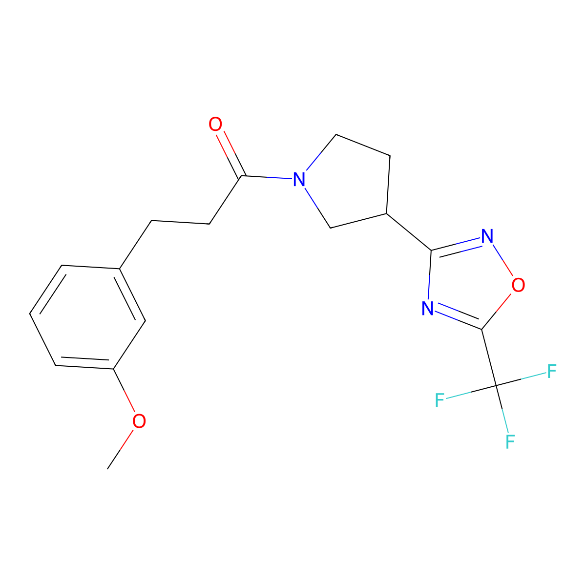 3-(3-Methoxyphenyl)-1-{3-[5-(trifluoromethyl)-1,2,4-oxadiazol-3-yl]pyrrolidin-1-yl}propan-1-one molecular structure, CAS 2034285-27-1