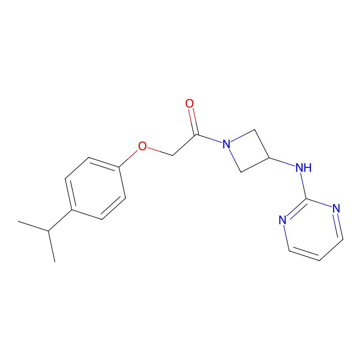 2-(4-Isopropylphenoxy)-1-(3-(pyrimidin-2-ylamino)azetidin-1-yl)ethanone molecular structure, CAS 2034285-31-7