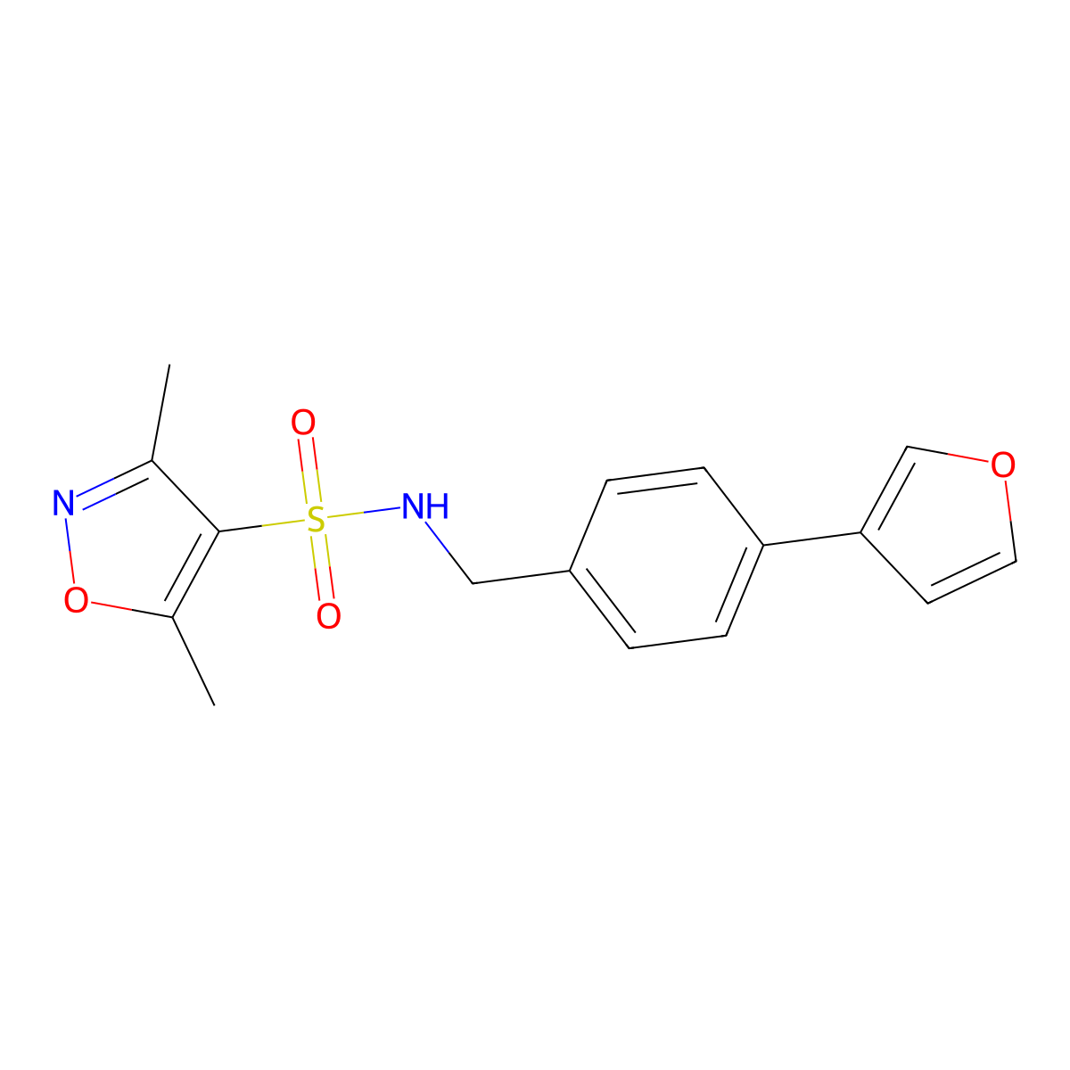 N-(4-(furan-3-yl)benzyl)-3,5-dimethylisoxazole-4-sulfonamide molecular structure, CAS 2034285-32-8