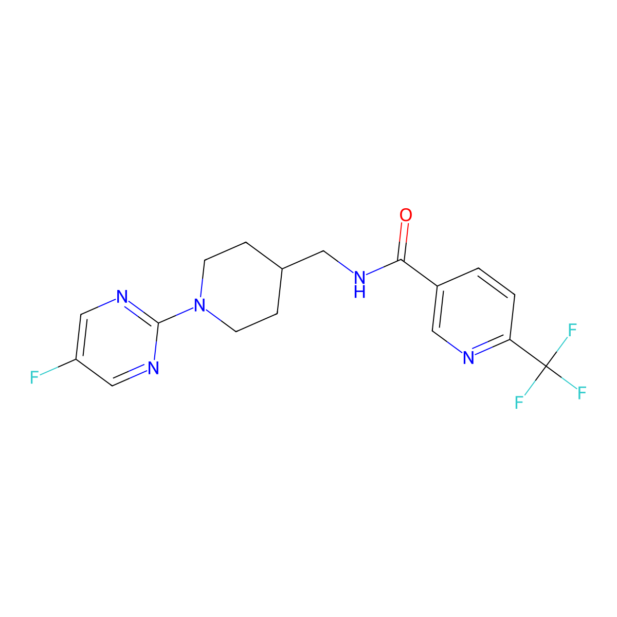 N-((1-(5-fluoropyrimidin-2-yl)piperidin-4-yl)methyl)-6-(trifluoromethyl)nicotinamide molecular structure, CAS 2034285-33-9