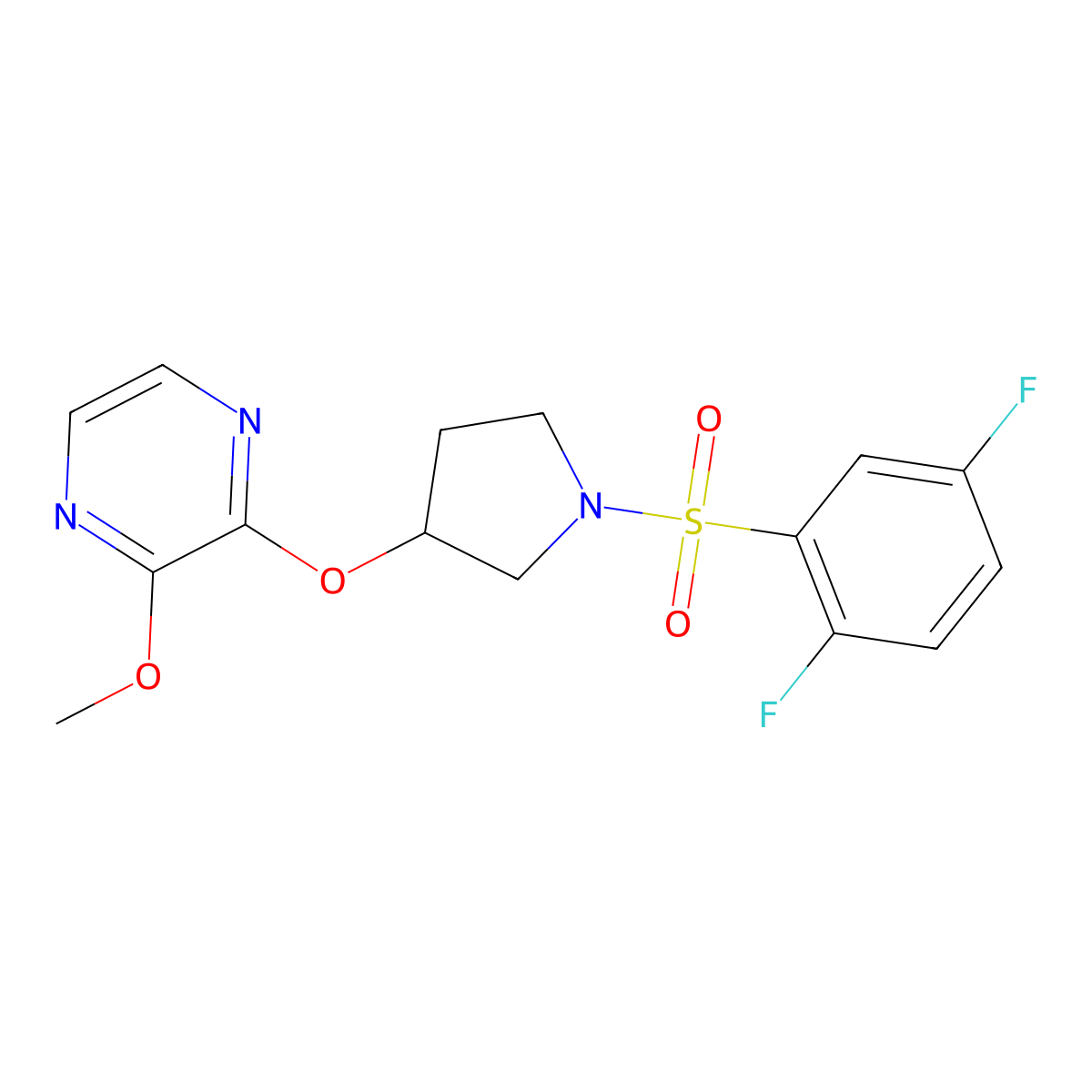 2-((1-((2,5-Difluorophenyl)sulfonyl)pyrrolidin-3-yl)oxy)-3-methoxypyrazine molecular structure, CAS 2034285-36-2