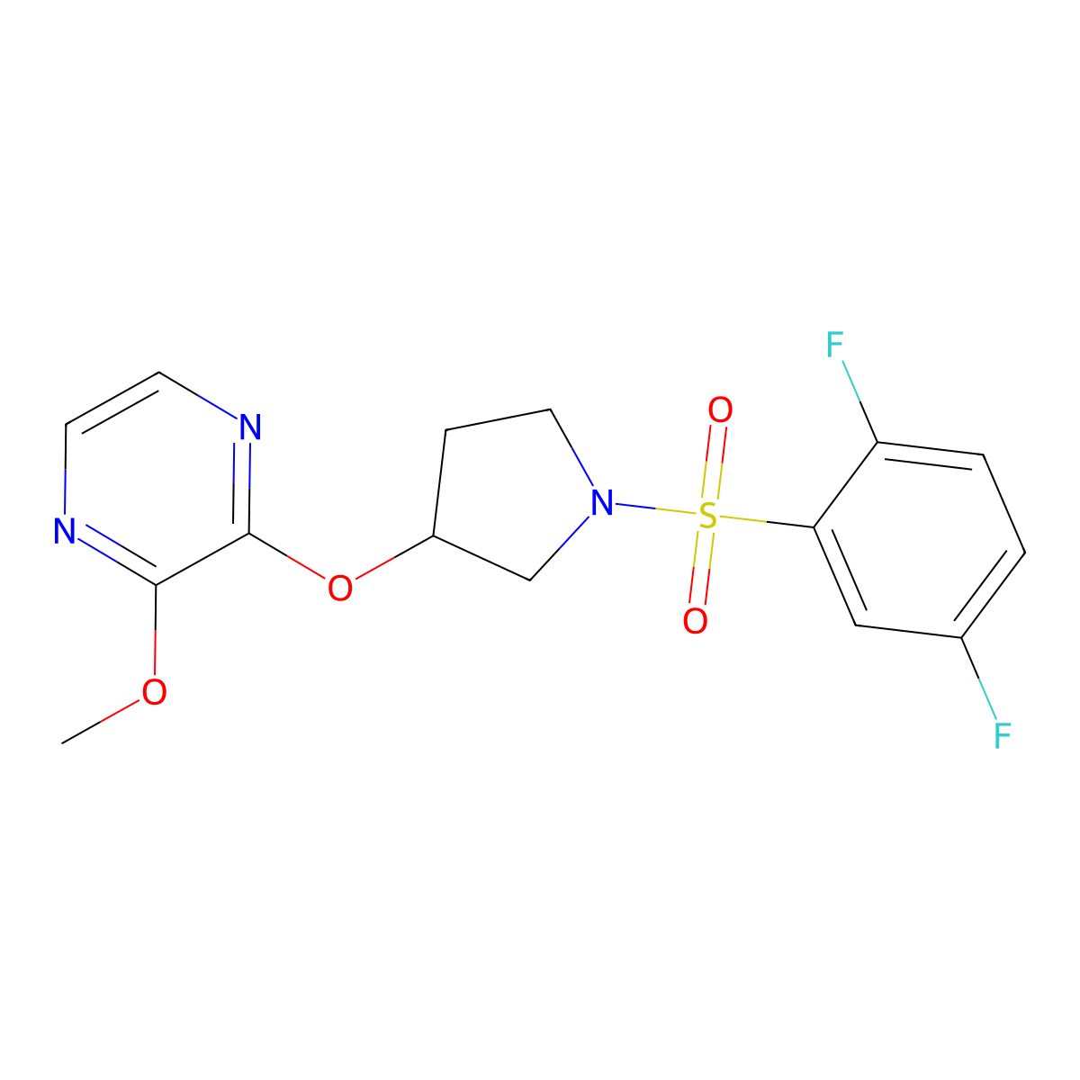 2-((1-((2,5-Difluorophenyl)sulfonyl)pyrrolidin-3-yl)oxy)-3-methoxypyrazine molecular structure, CAS 2034285-36-2