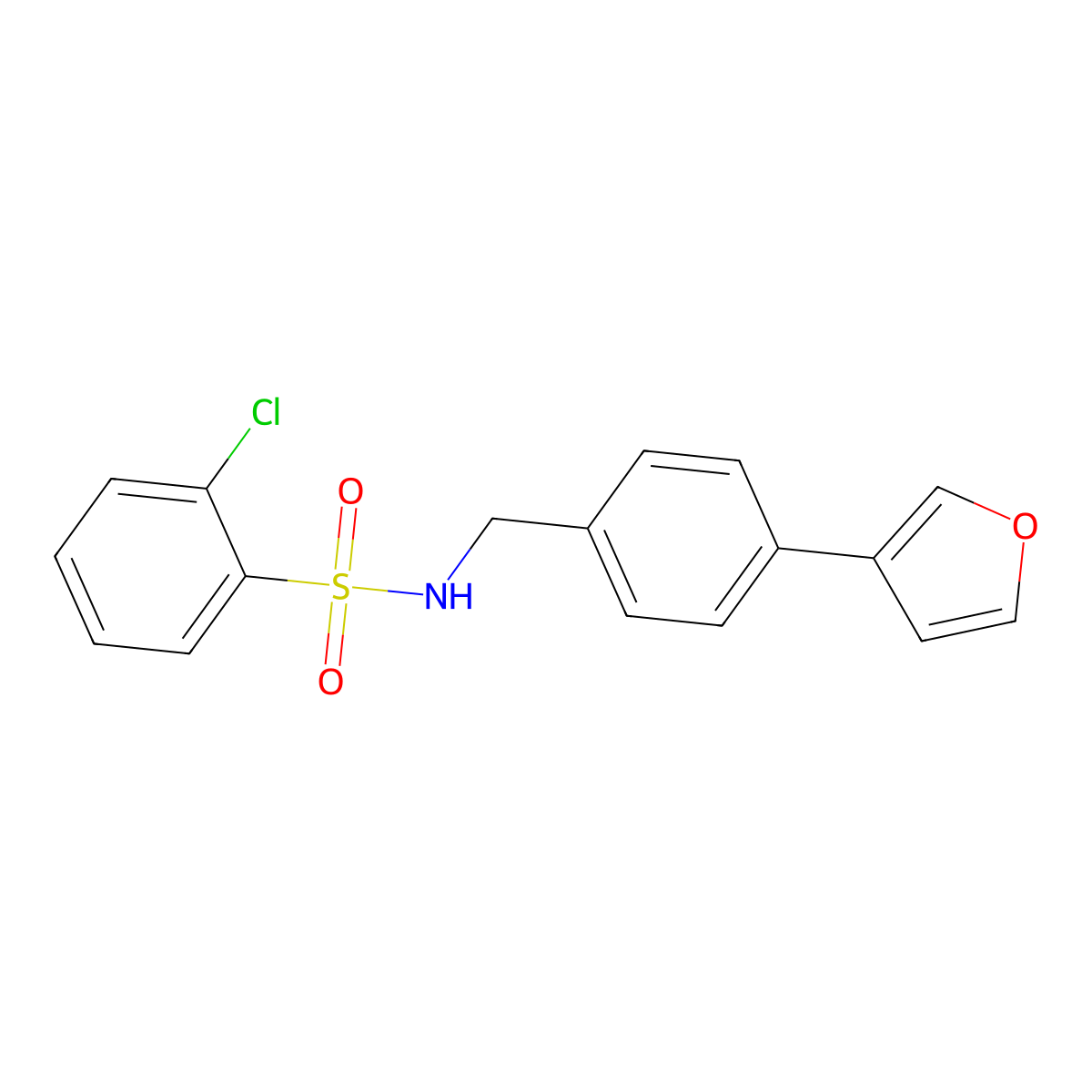2-chloro-N-(4-(furan-3-yl)benzyl)benzenesulfonamide molecular structure, CAS 2034285-37-3
