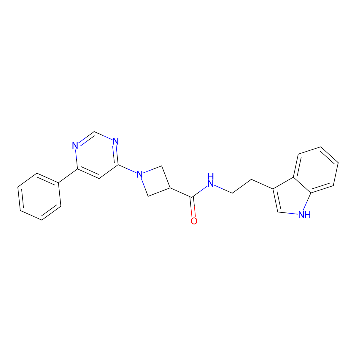 N-[2-(1H-indol-3-yl)ethyl]-1-(6-phenylpyrimidin-4-yl)azetidine-3-carboxamide molecular structure, CAS 2034285-42-0