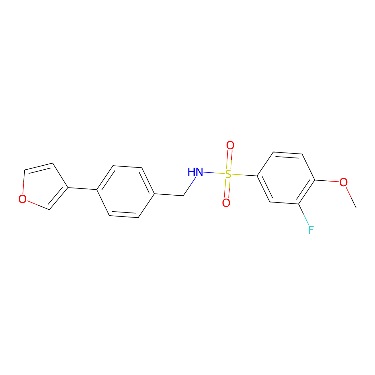 3-fluoro-N-(4-(furan-3-yl)benzyl)-4-methoxybenzenesulfonamide molecular structure, CAS 2034285-45-3