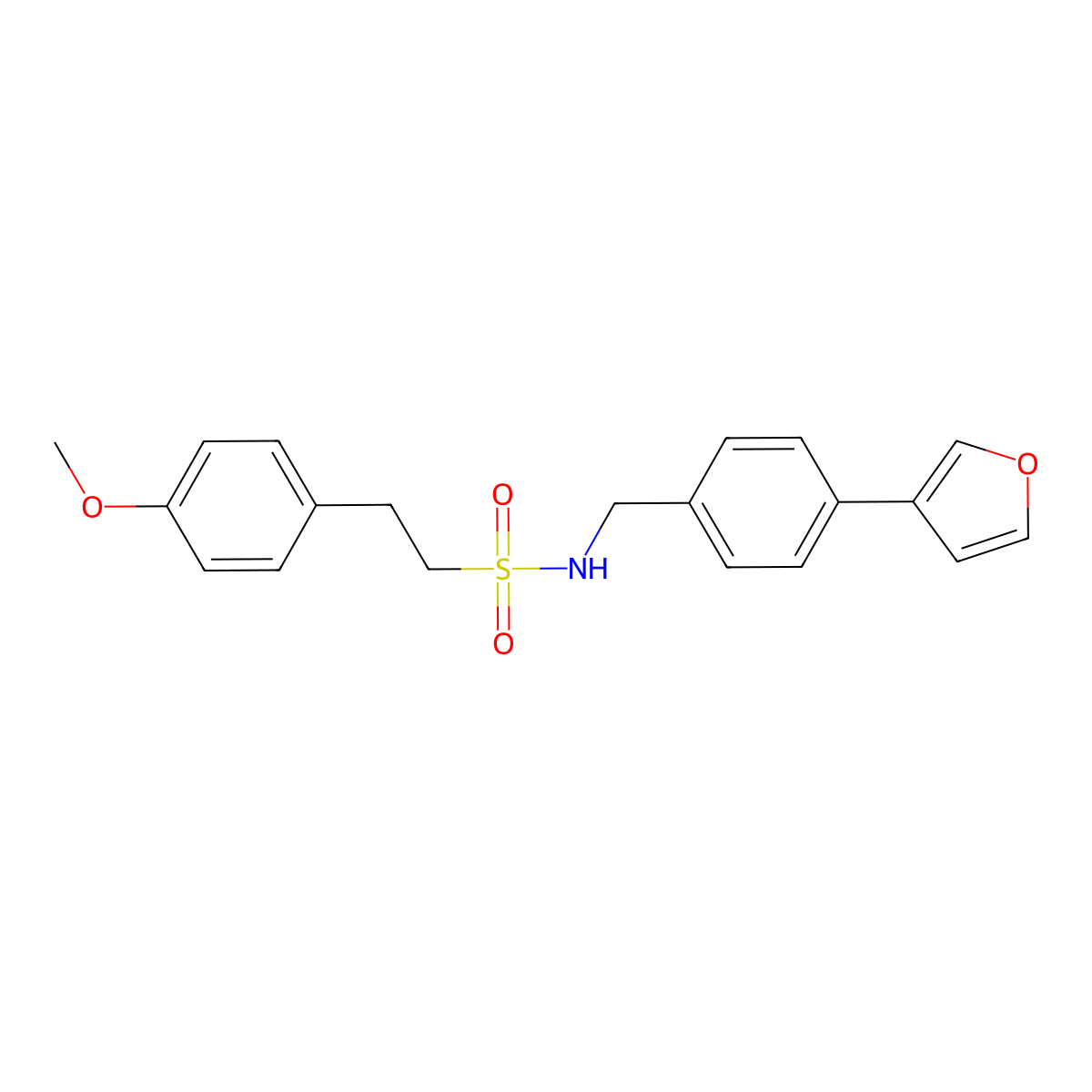 N-(4-(furan-3-yl)benzyl)-2-(4-methoxyphenyl)ethanesulfonamide molecular structure, CAS 2034285-48-6