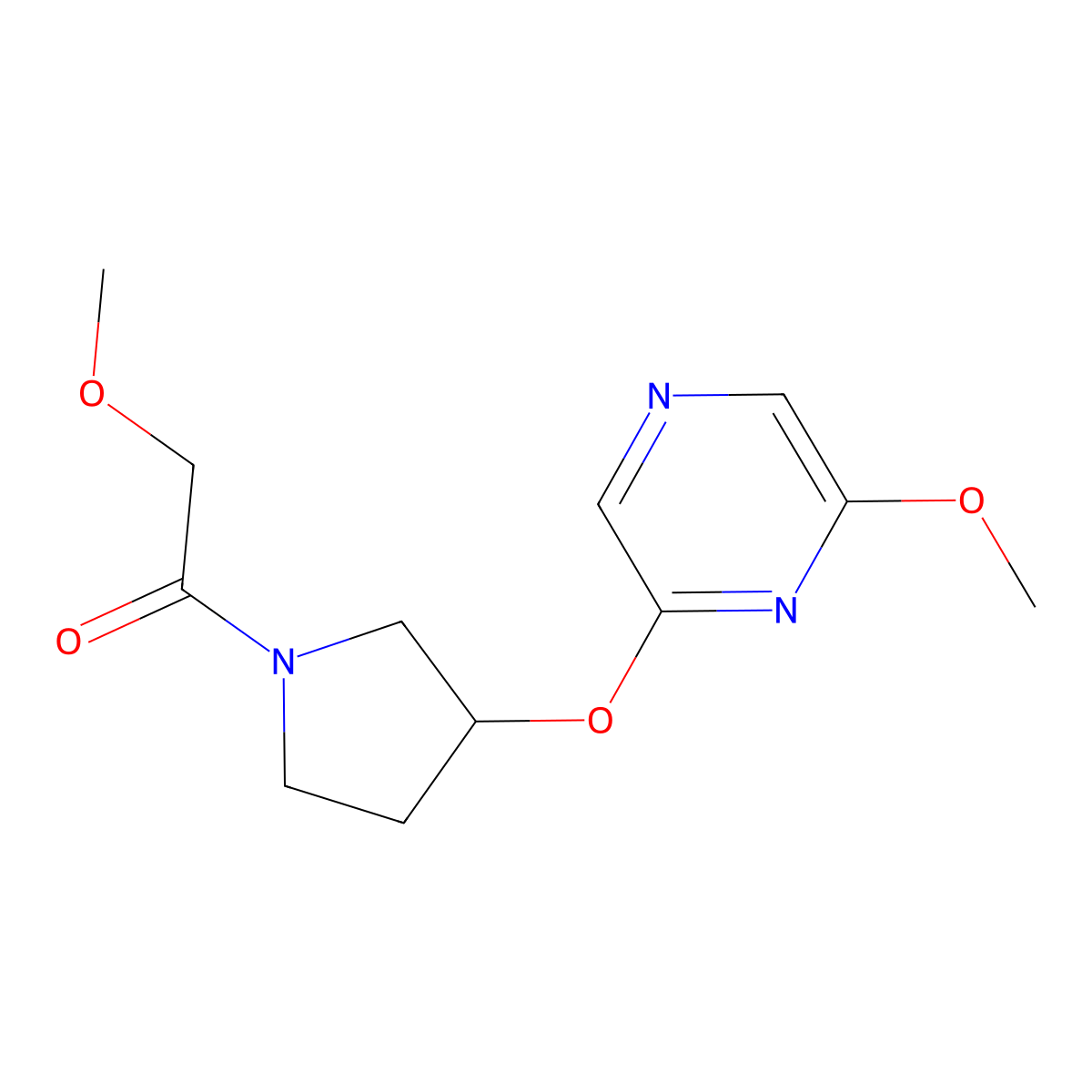 2-Methoxy-1-(3-((6-methoxypyrazin-2-yl)oxy)pyrrolidin-1-yl)ethanone molecular structure, CAS 2034285-51-1