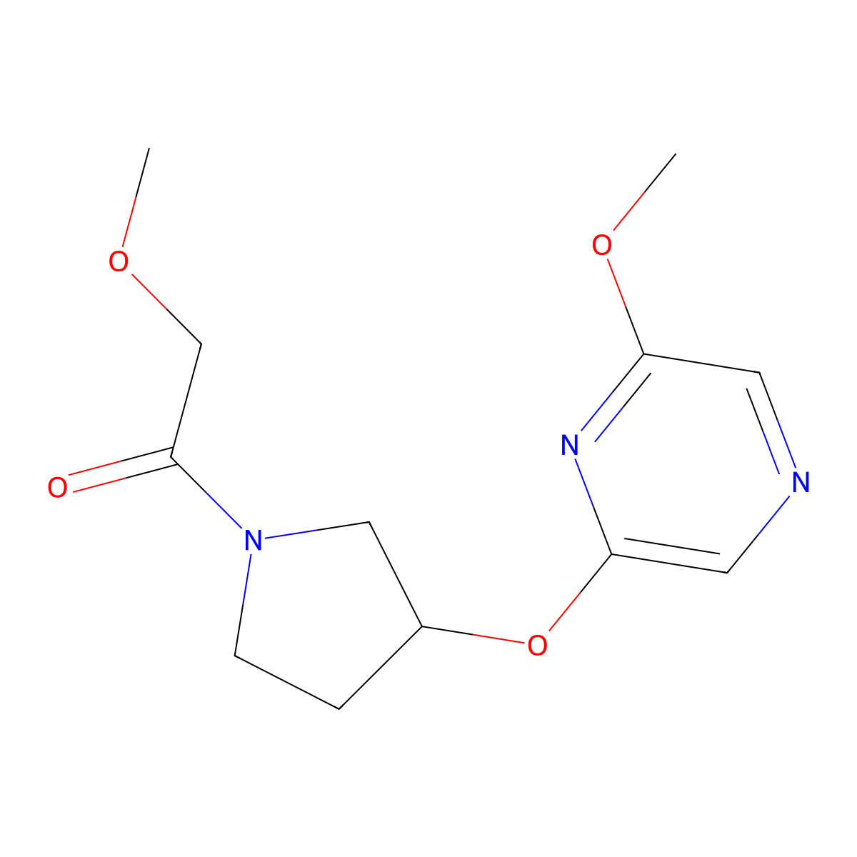 2-Methoxy-1-(3-((6-methoxypyrazin-2-yl)oxy)pyrrolidin-1-yl)ethanone molecular structure, CAS 2034285-51-1