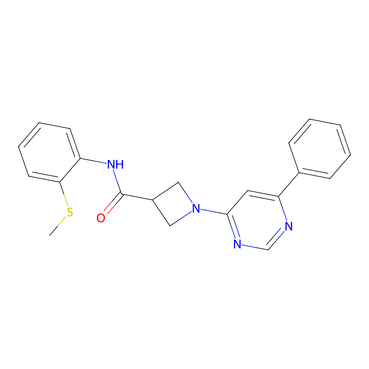 N-(2-(methylthio)phenyl)-1-(6-phenylpyrimidin-4-yl)azetidine-3-carboxamide molecular structure, CAS 2034285-52-2