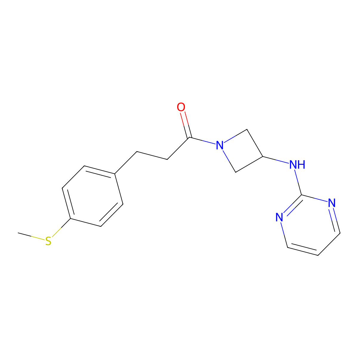3-(4-(Methylthio)phenyl)-1-(3-(pyrimidin-2-ylamino)azetidin-1-yl)propan-1-one molecular structure, CAS 2034285-53-3