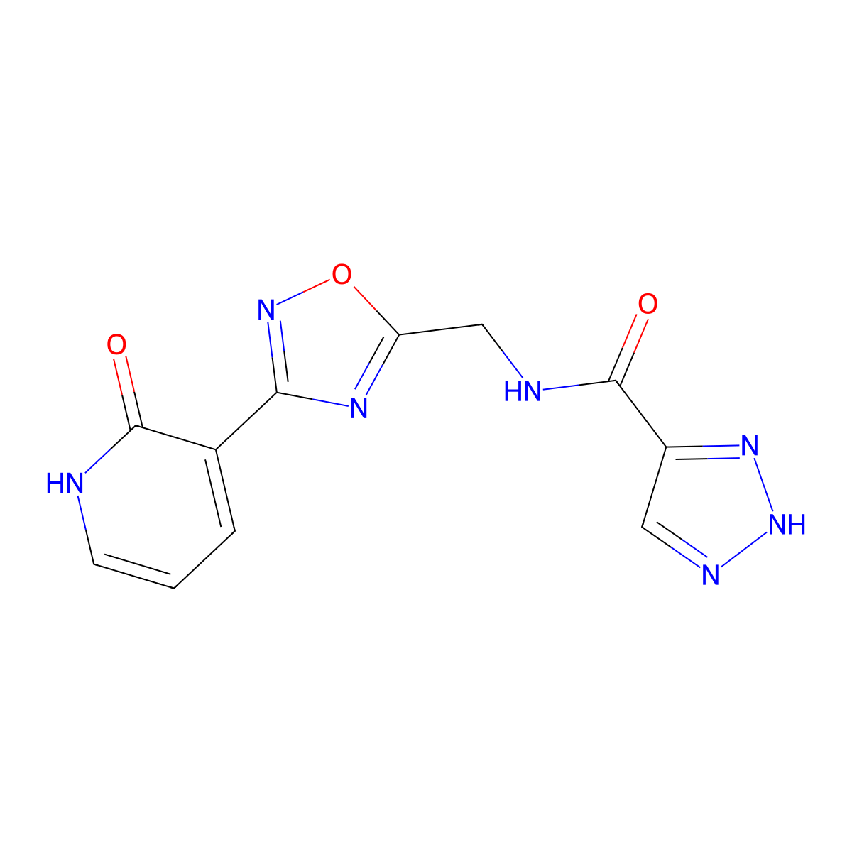 N-((3-(2-oxo-1,2-dihydropyridin-3-yl)-1,2,4-oxadiazol-5-yl)methyl)-1H-1,2,3-triazole-5-carboxamide molecular structure, CAS 2034285-55-5