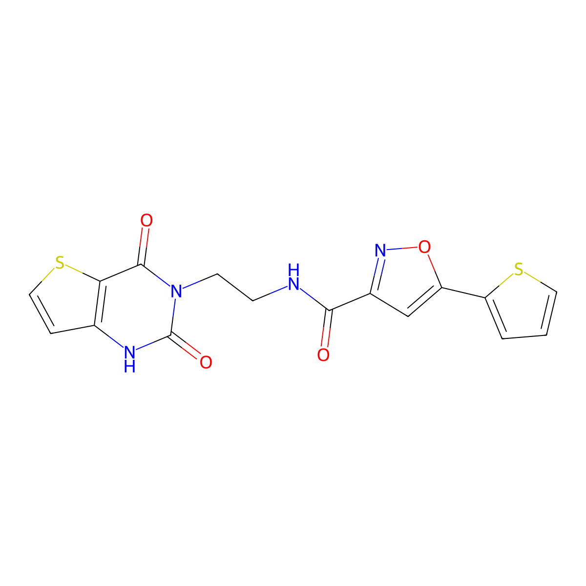 N-(2-(2,4-dioxo-1,2-dihydrothieno[3,2-d]pyrimidin-3(4H)-yl)ethyl)-5-(thiophen-2-yl)isoxazole-3-carboxamide molecular structure, CAS 2034285-60-2