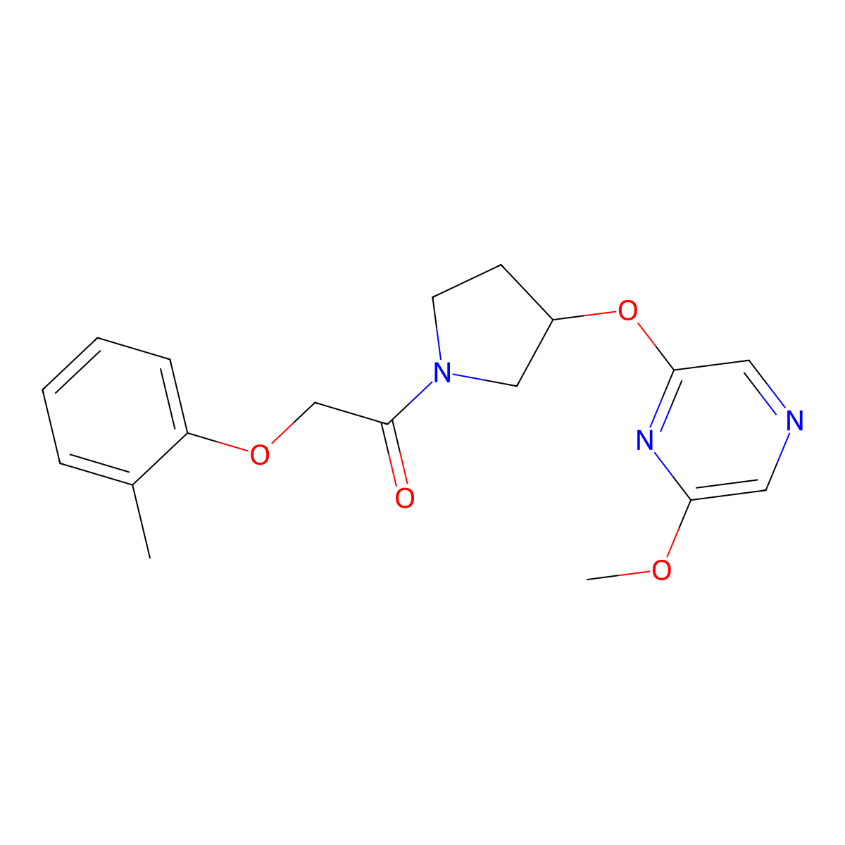 1-(3-((6-Methoxypyrazin-2-yl)oxy)pyrrolidin-1-yl)-2-(o-tolyloxy)ethanone molecular structure, CAS 2034285-64-6