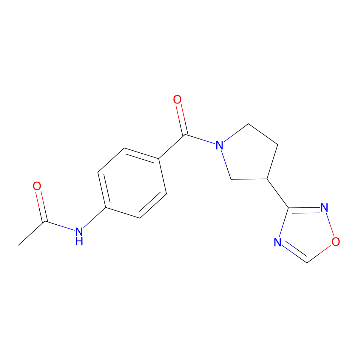 N-(4-(3-(1,2,4-oxadiazol-3-yl)pyrrolidine-1-carbonyl)phenyl)acetamide molecular structure, CAS 2034285-65-7