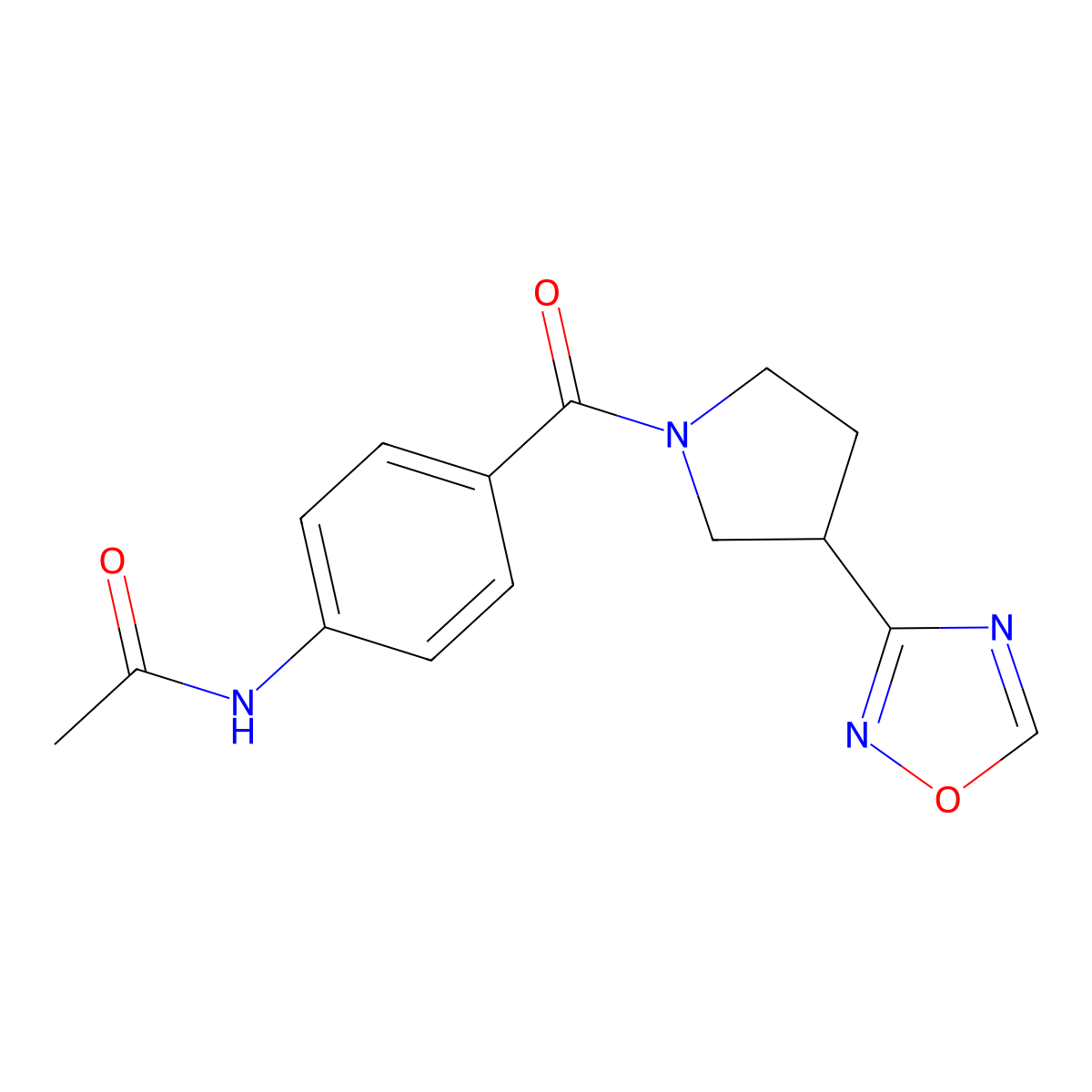N-(4-(3-(1,2,4-oxadiazol-3-yl)pyrrolidine-1-carbonyl)phenyl)acetamide molecular structure, CAS 2034285-65-7