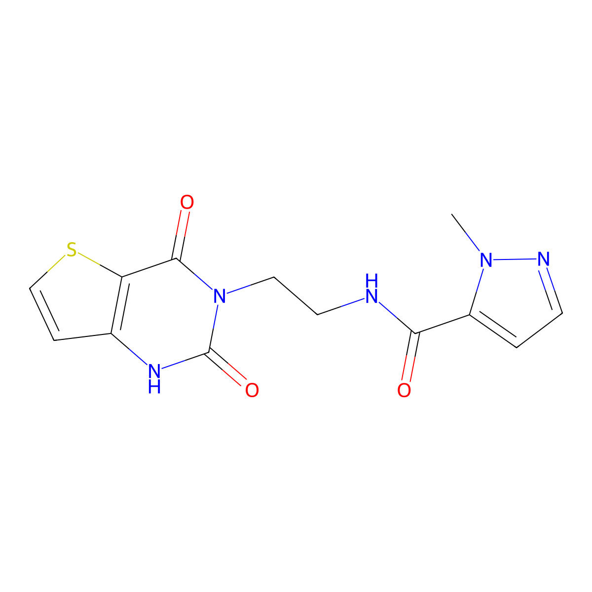 N-(2-(2,4-dioxo-1,2-dihydrothieno[3,2-d]pyrimidin-3(4H)-yl)ethyl)-1-methyl-1H-pyrazole-5-carboxamide molecular structure, CAS 2034285-71-5