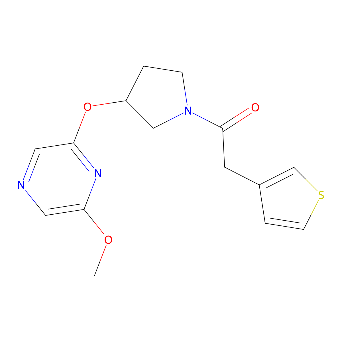 1-(3-((6-Methoxypyrazin-2-yl)oxy)pyrrolidin-1-yl)-2-(thiophen-3-yl)ethanone molecular structure, CAS 2034285-73-7