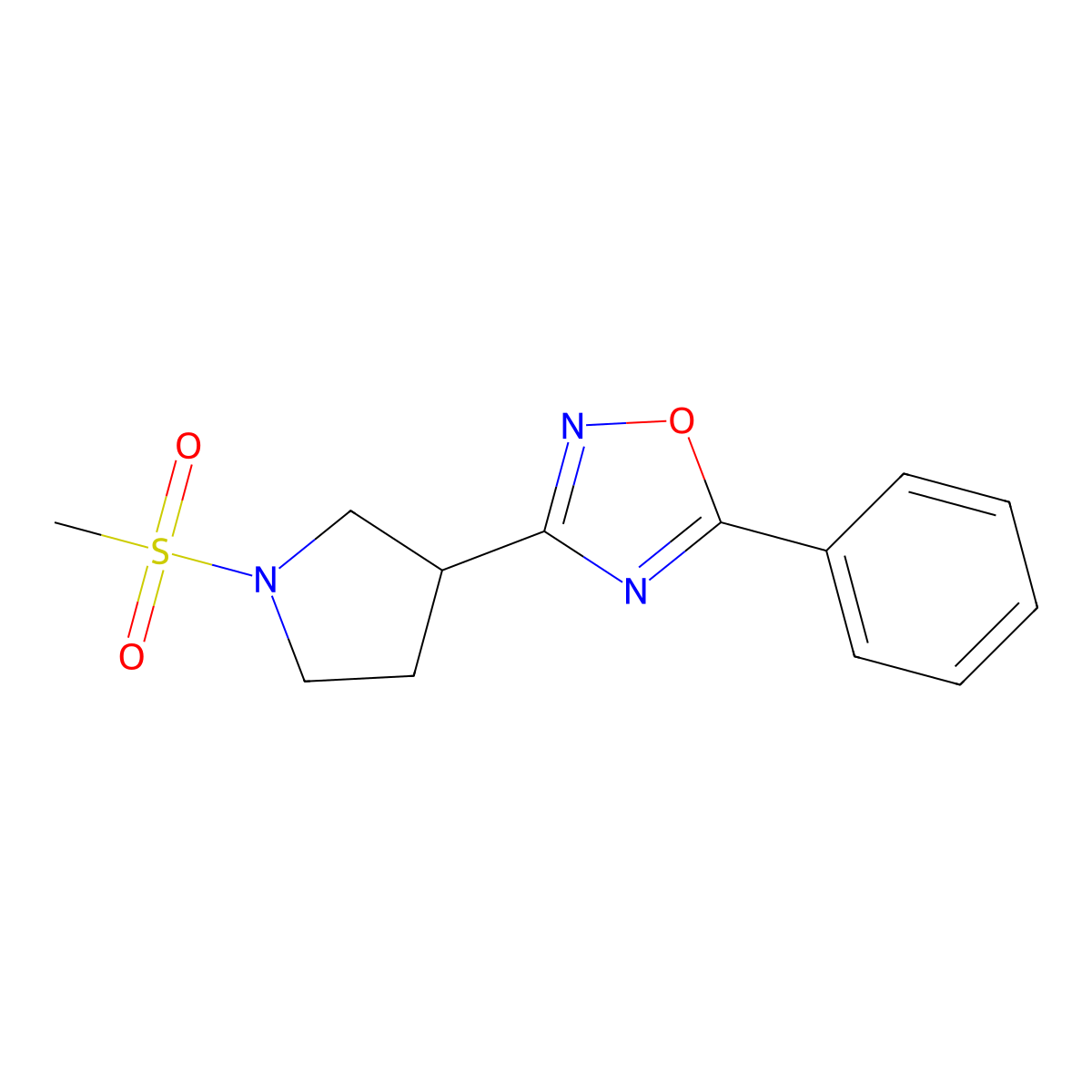 3-(1-(Methylsulfonyl)pyrrolidin-3-yl)-5-phenyl-1,2,4-oxadiazole molecular structure, CAS 2034285-86-2