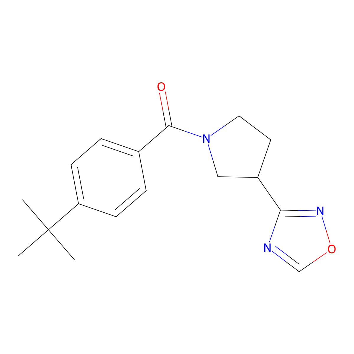 (3-(1,2,4-Oxadiazol-3-yl)pyrrolidin-1-yl)(4-(tert-butyl)phenyl)methanone molecular structure, CAS 2034285-87-3