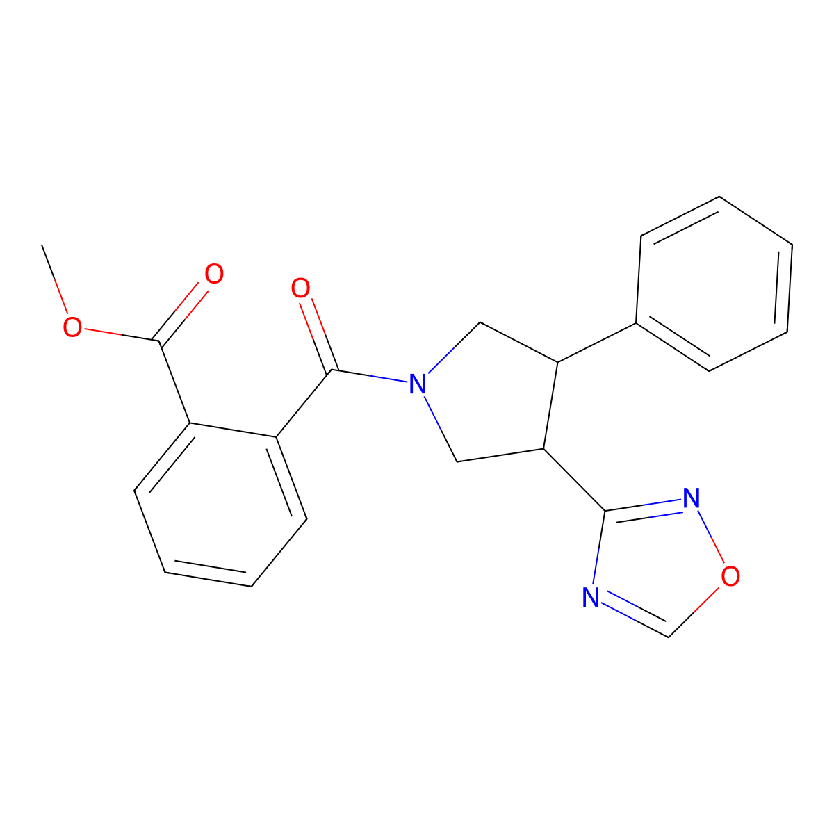 Methyl 2-[3-(1,2,4-oxadiazol-3-yl)-4-phenylpyrrolidine-1-carbonyl]benzoate molecular structure, CAS 2034285-89-5