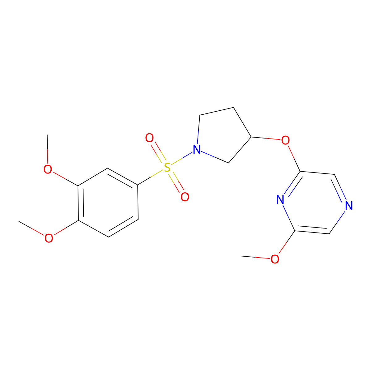 2-((1-((3,4-Dimethoxyphenyl)sulfonyl)pyrrolidin-3-yl)oxy)-6-methoxypyrazine molecular structure, CAS 2034285-90-8