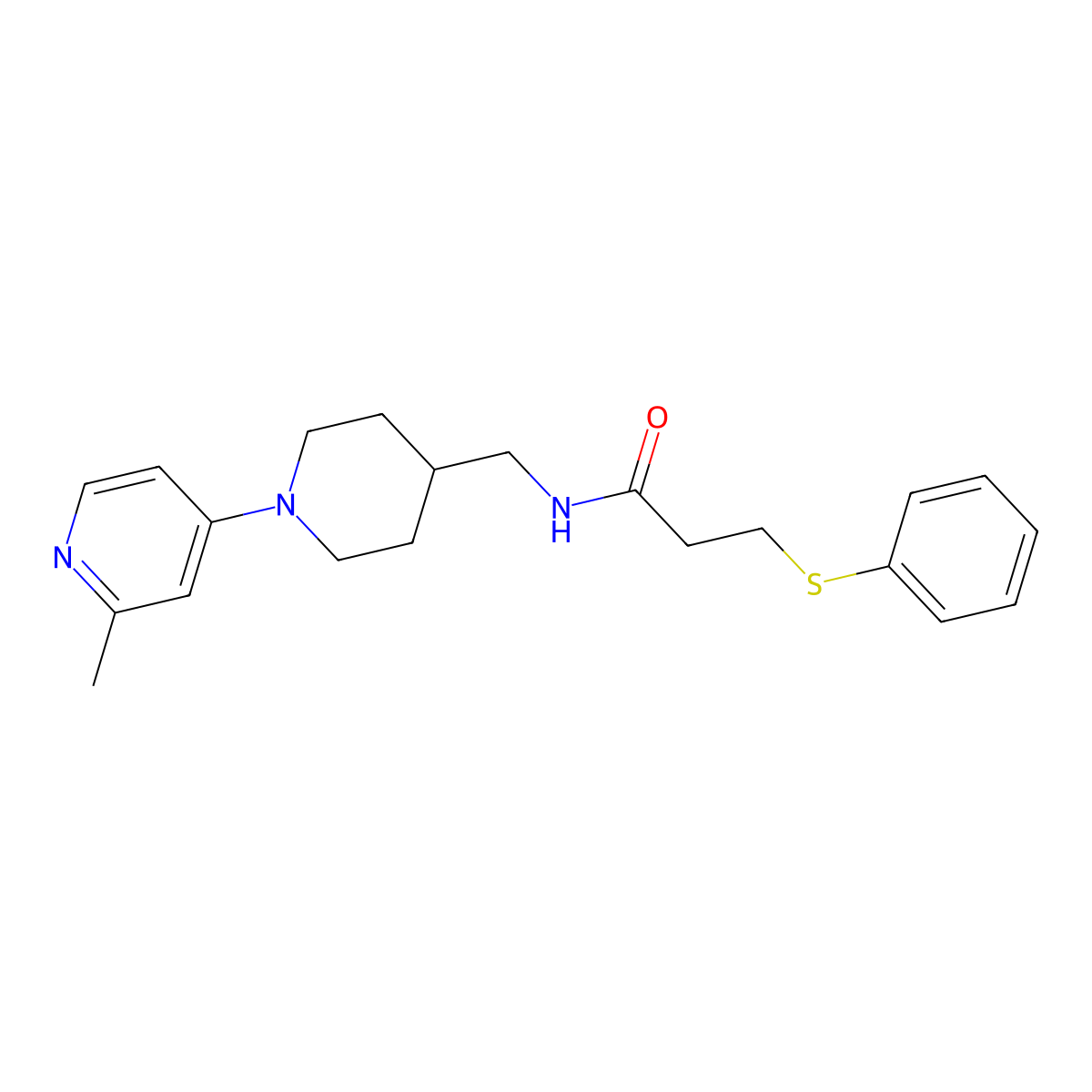 N-((1-(2-methylpyridin-4-yl)piperidin-4-yl)methyl)-3-(phenylthio)propanamide molecular structure, CAS 2034285-91-9