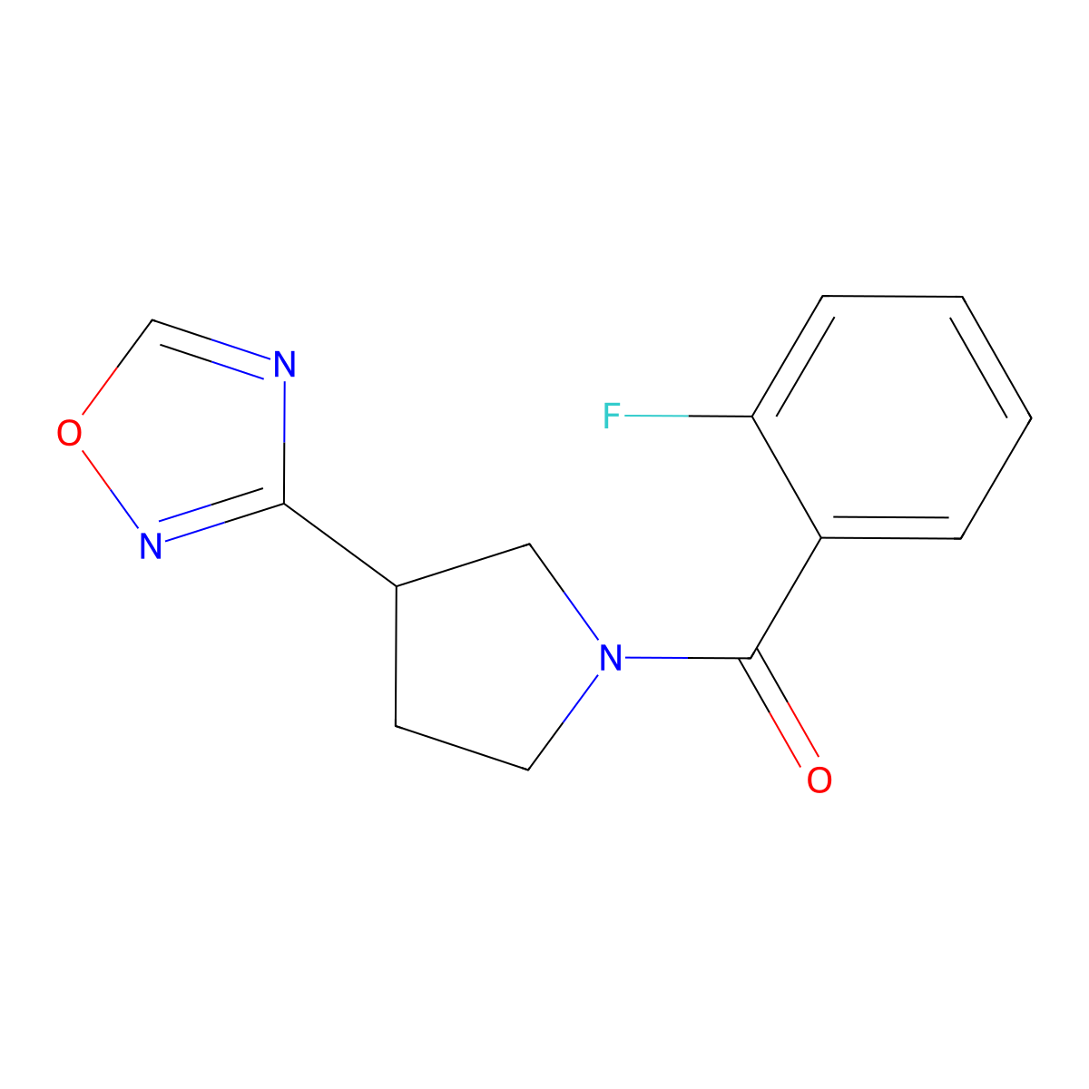 (3-(1,2,4-Oxadiazol-3-yl)pyrrolidin-1-yl)(2-fluorophenyl)methanone molecular structure, CAS 2034285-92-0
