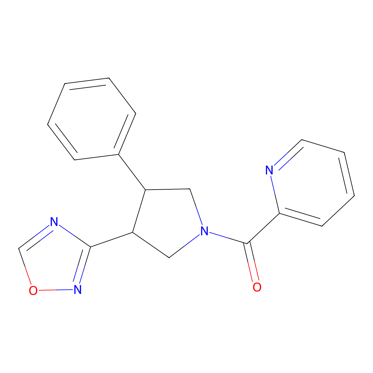 (3-(1,2,4-Oxadiazol-3-yl)-4-phenylpyrrolidin-1-yl)(pyridin-2-yl)methanone molecular structure, CAS 2034285-95-3