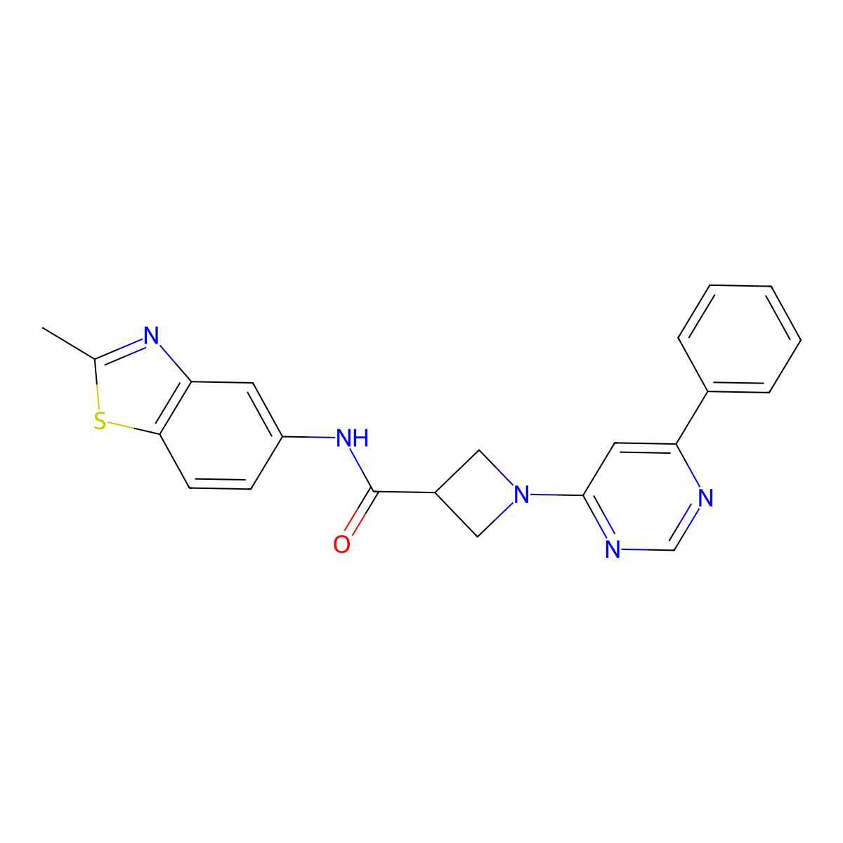 N-(2-methylbenzo[d]thiazol-5-yl)-1-(6-phenylpyrimidin-4-yl)azetidine-3-carboxamide molecular structure, CAS 2034285-96-4