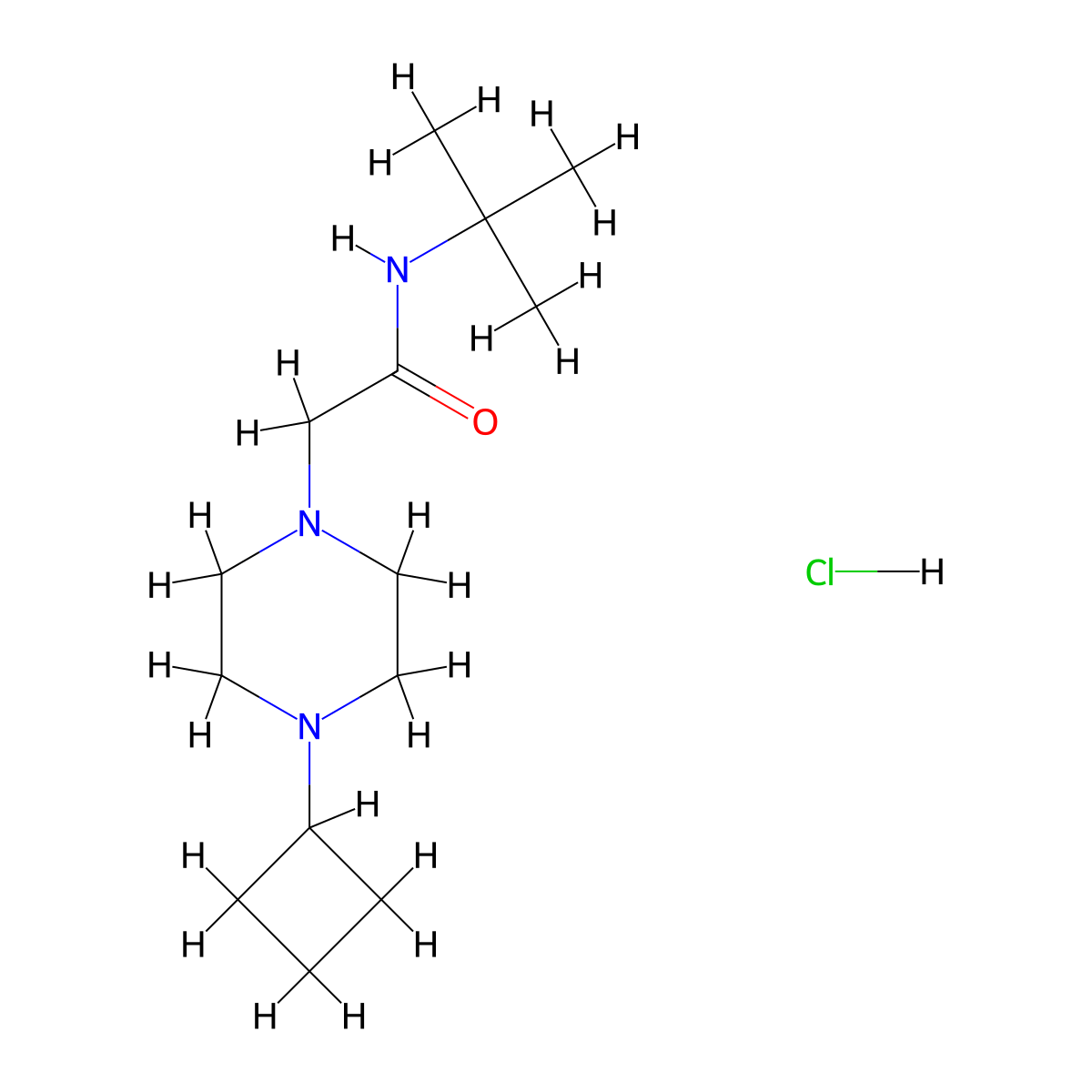 N-(tert-butyl)-2-(4-cyclobutylpiperazin-1-yl)acetamide hydrochloride molecular structure, CAS 2034286-16-1