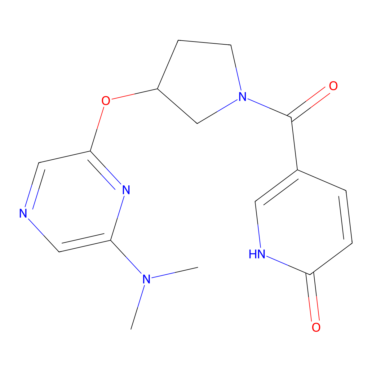 5-(3-((6-(dimethylamino)pyrazin-2-yl)oxy)pyrrolidine-1-carbonyl)pyridin-2(1H)-one molecular structure, CAS 2034286-17-2