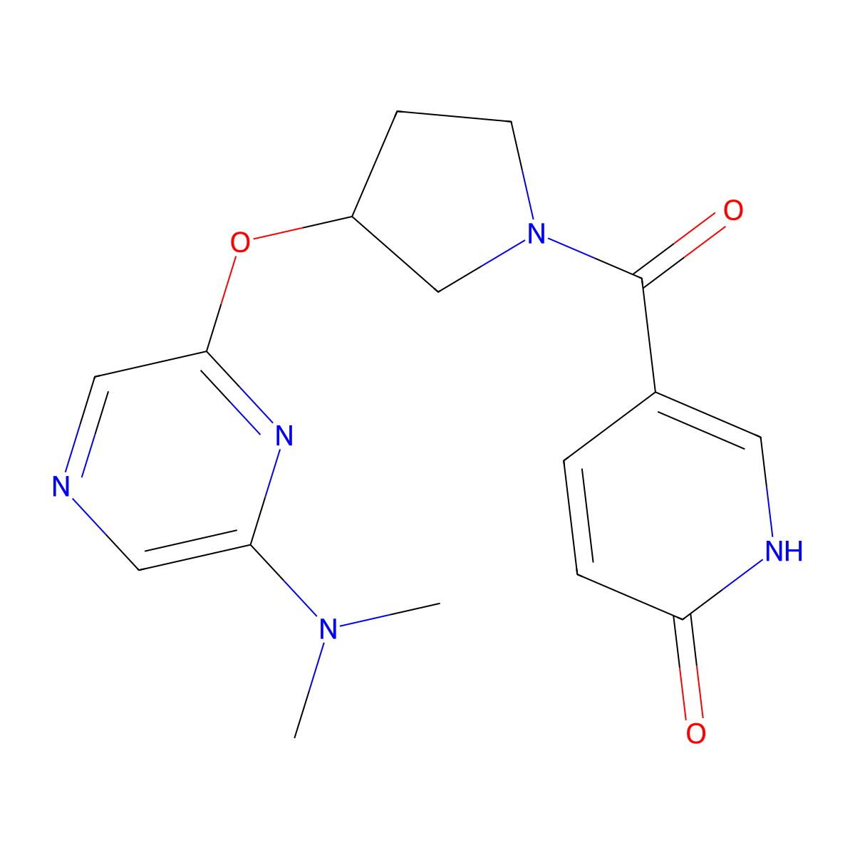 5-(3-((6-(dimethylamino)pyrazin-2-yl)oxy)pyrrolidine-1-carbonyl)pyridin-2(1H)-one molecular structure, CAS 2034286-17-2
