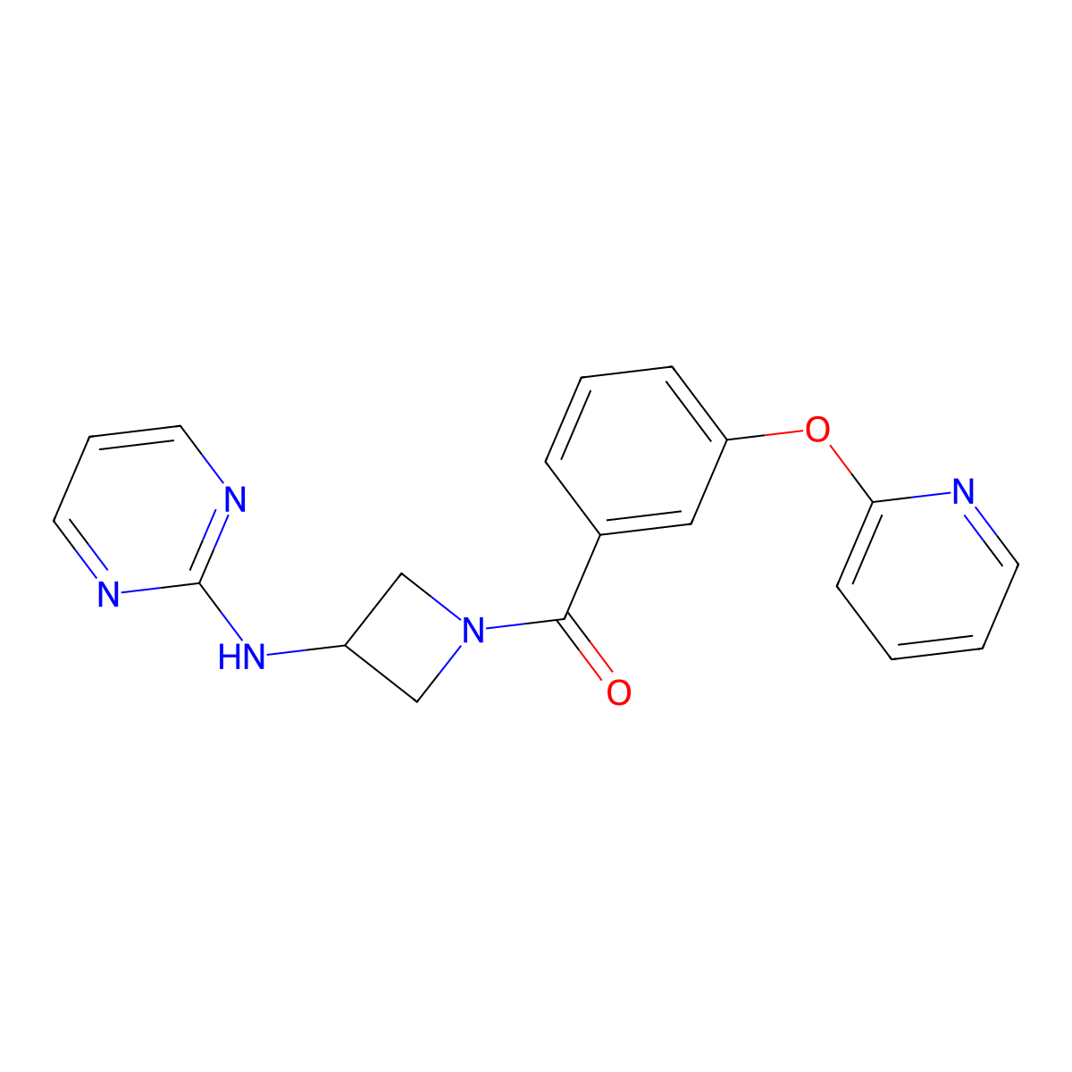 (3-(Pyridin-2-yloxy)phenyl)(3-(pyrimidin-2-ylamino)azetidin-1-yl)methanone molecular structure, CAS 2034286-19-4