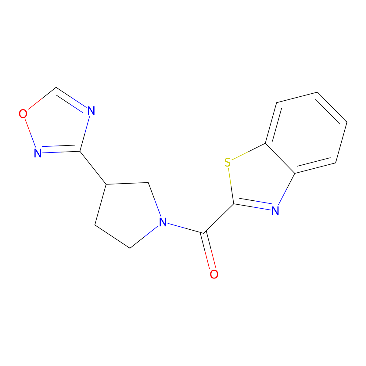 (3-(1,2,4-Oxadiazol-3-yl)pyrrolidin-1-yl)(benzo[d]thiazol-2-yl)methanone molecular structure, CAS 2034286-20-7